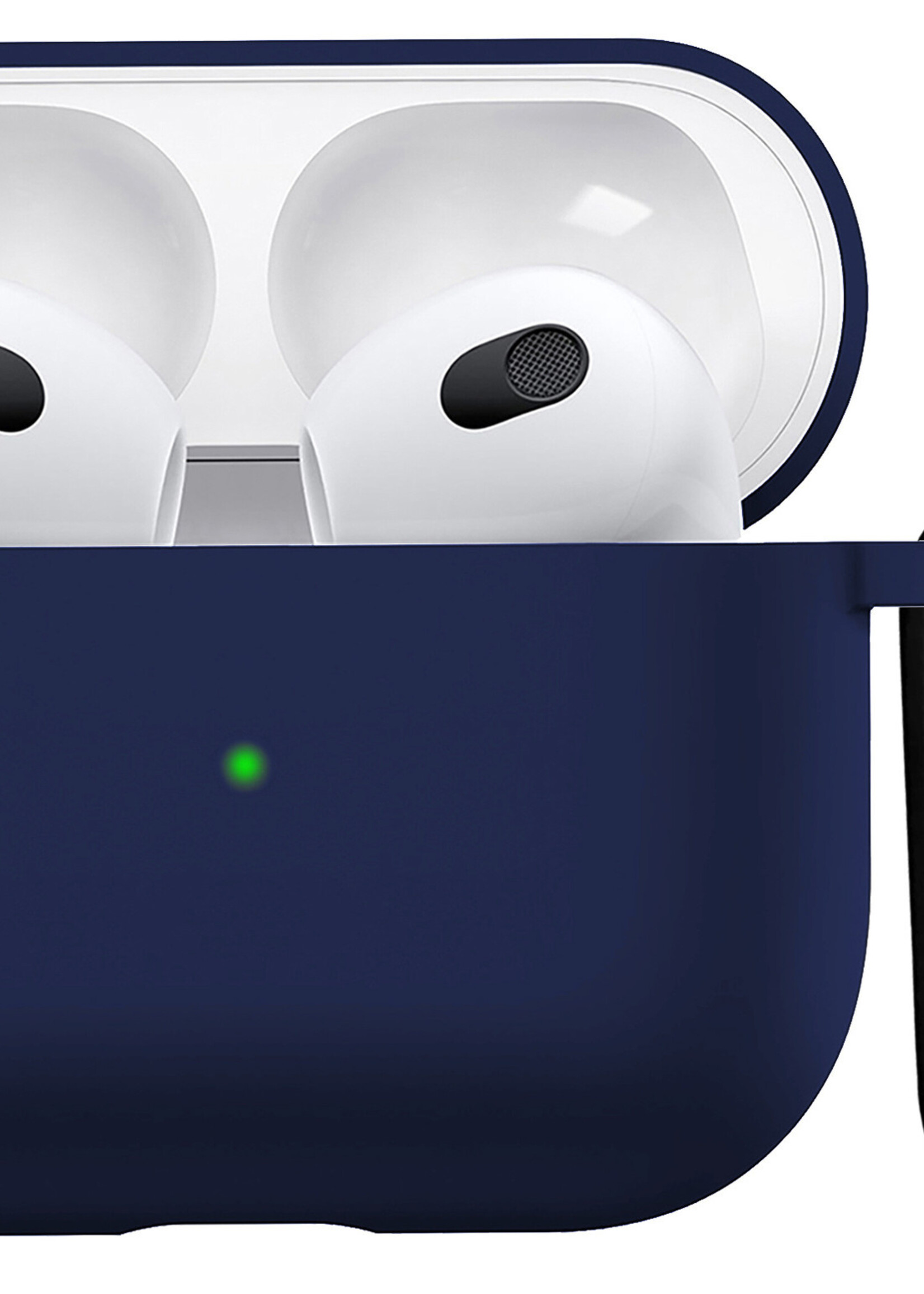 BTH Airpods 3 Hoesje Case Siliconen Hoes Geschikt voor Apple AirPods 3 Case Hoesje Met Clip - Marine Blauw