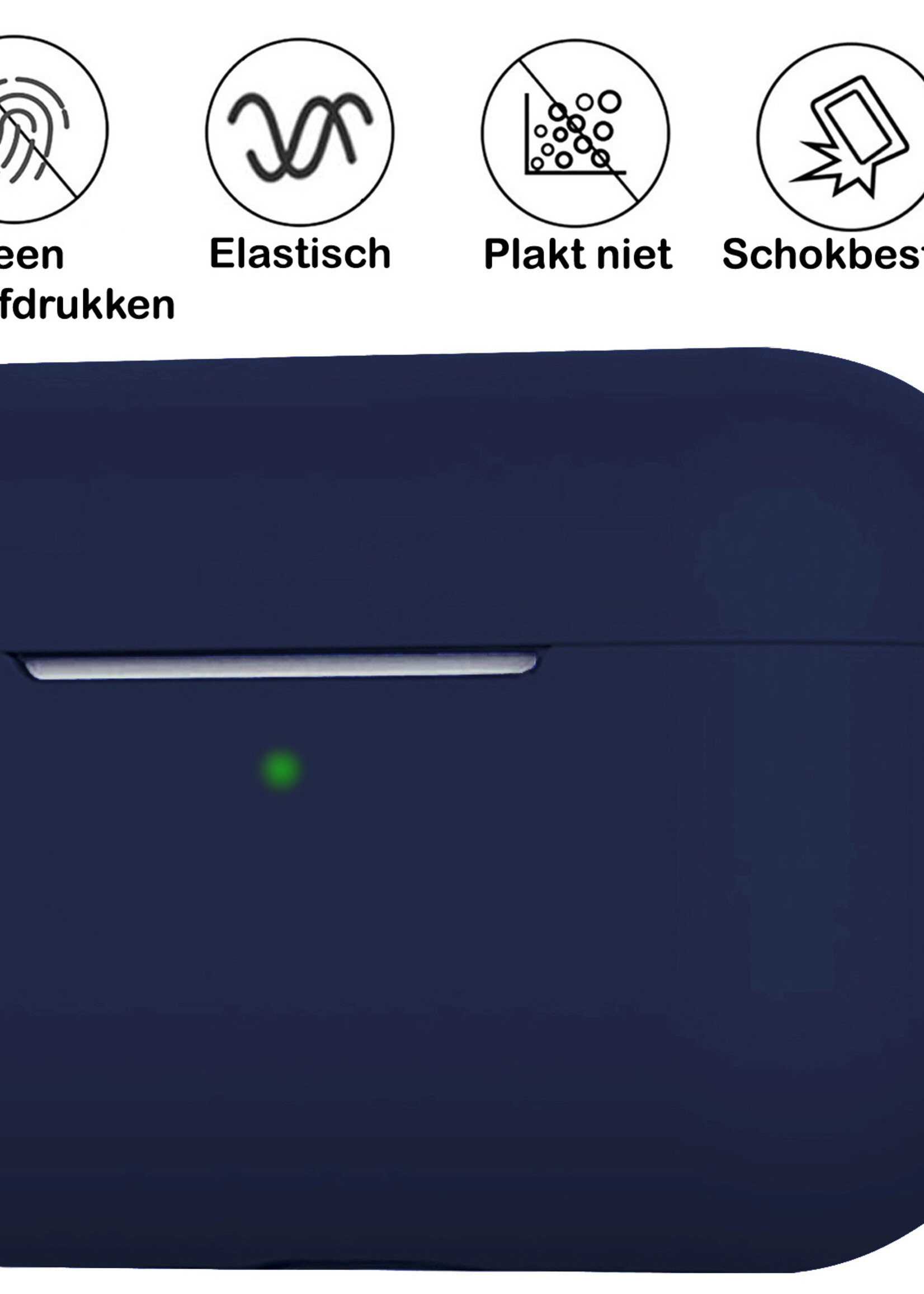 BTH Airpods 3 Hoesje Case Siliconen Hoes Geschikt voor Apple AirPods 3 Case Hoesje Met Clip - Marine Blauw
