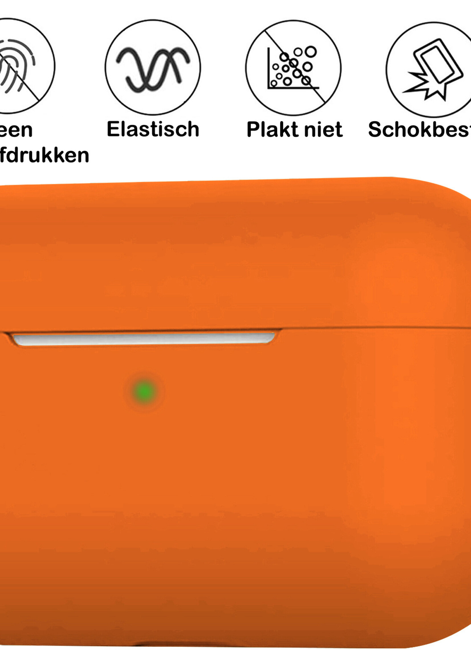 BTH Airpods 3 Hoesje Case Siliconen Hoes Geschikt voor Apple AirPods 3 Case Hoesje Met Clip - Oranje