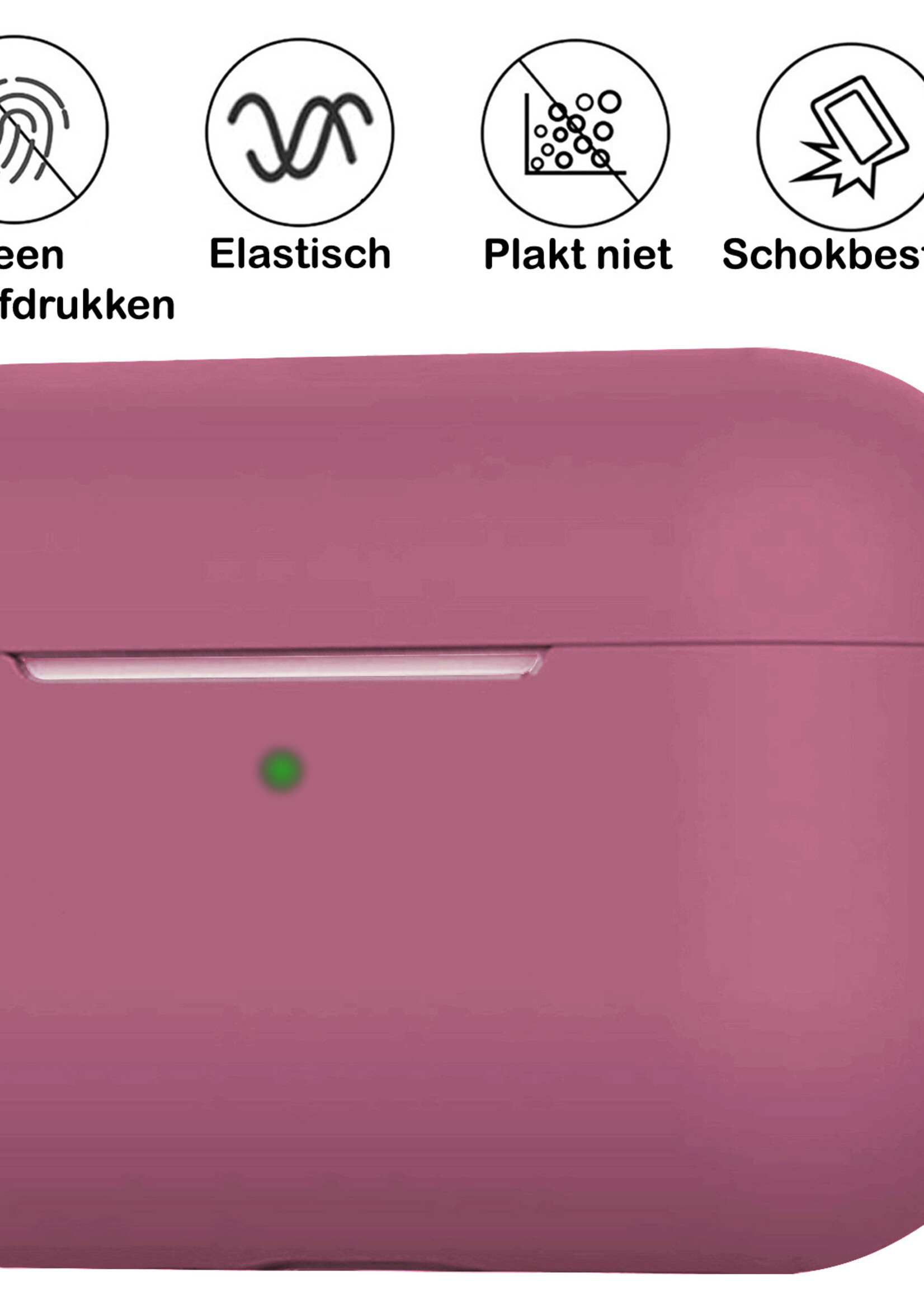 BTH Airpods 3 Hoesje Case Siliconen Hoes Geschikt voor Apple AirPods 3 Case Hoesje Met Clip - Oud Roze