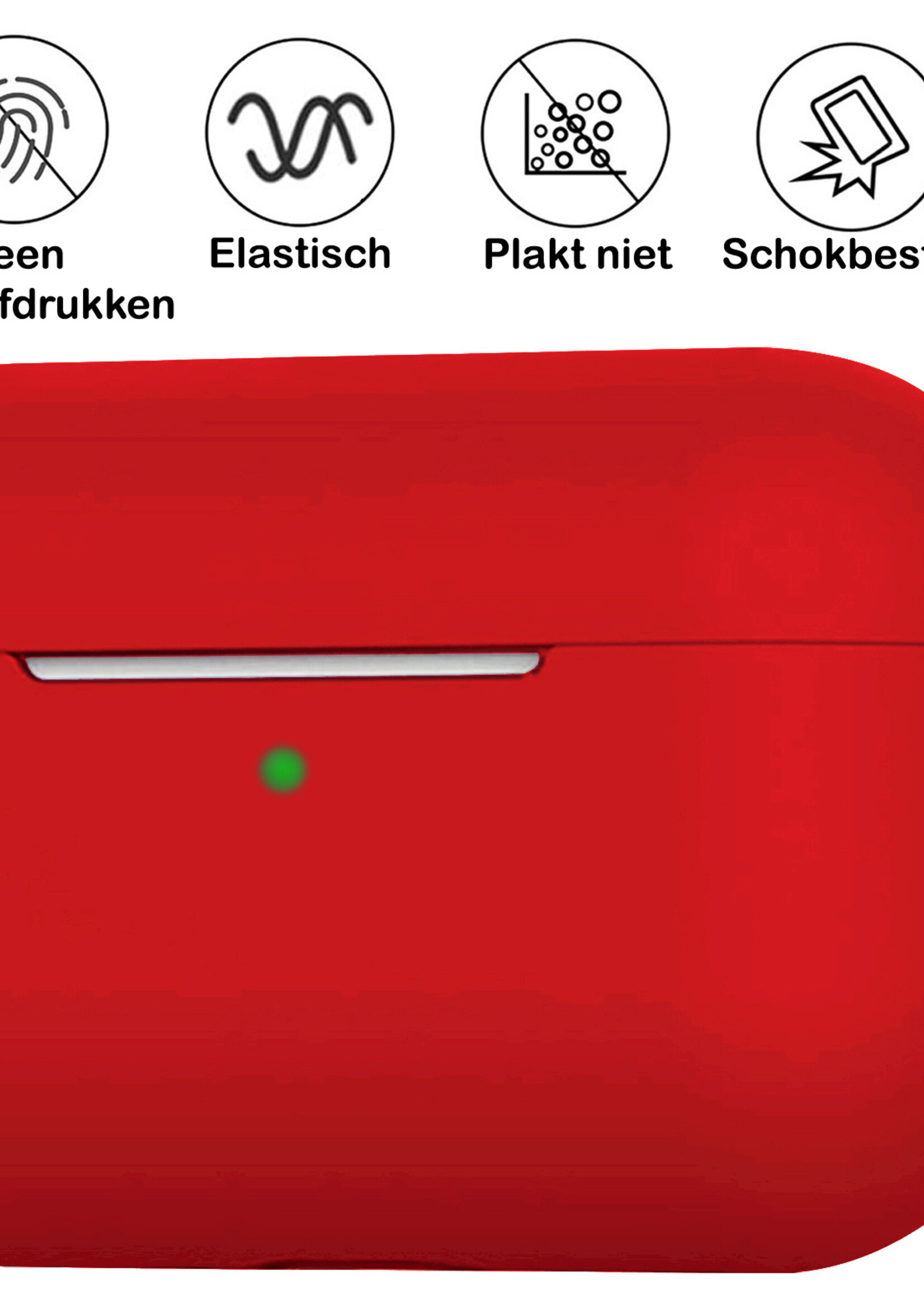 BTH Airpods 3 Hoesje Case Siliconen Hoes Geschikt voor Apple AirPods 3 Case Hoesje Met Clip - Rood