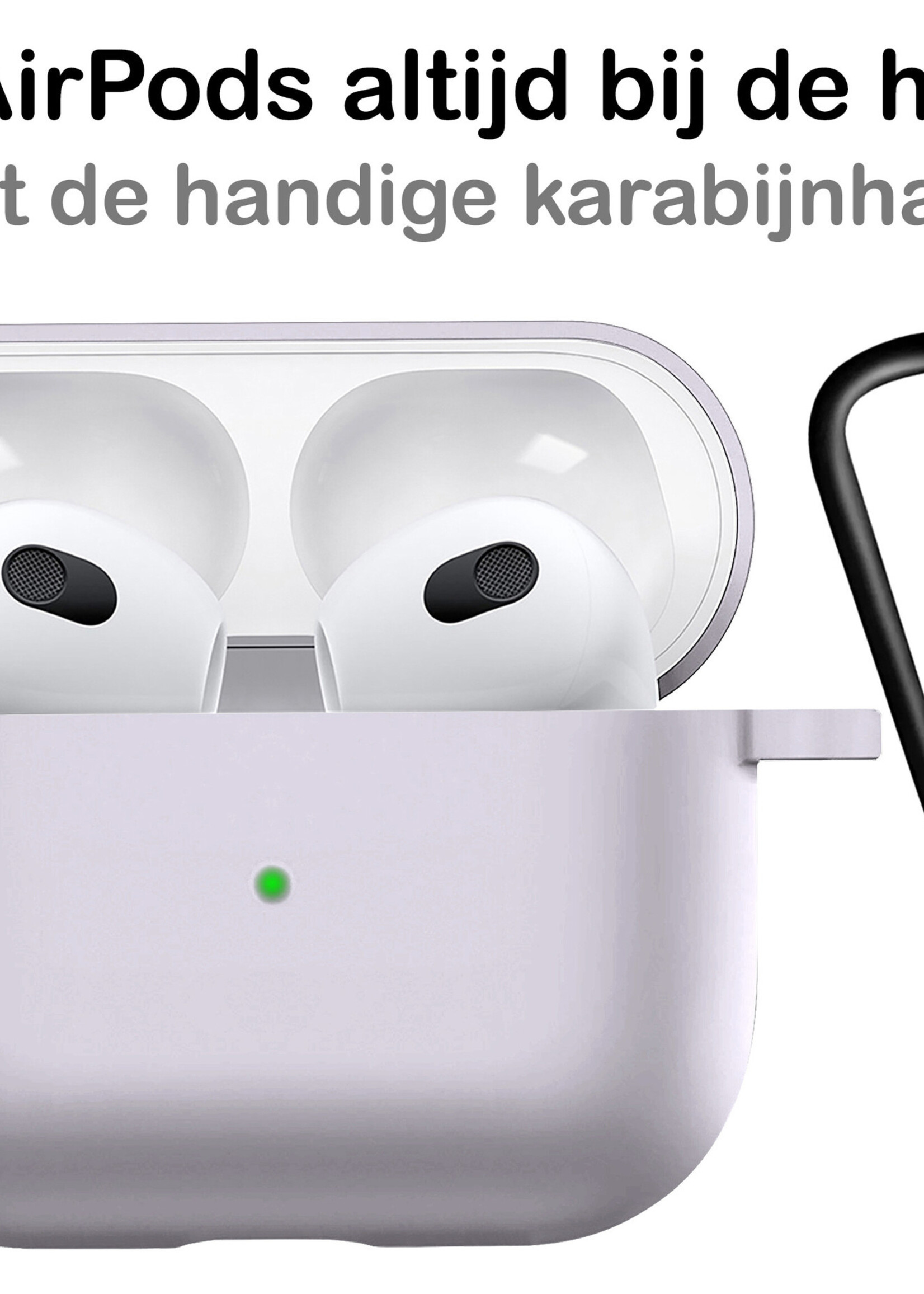 BTH Airpods 3 Hoesje Case Siliconen Hoes Geschikt voor Apple AirPods 3 Case Hoesje Met Clip - Transparant