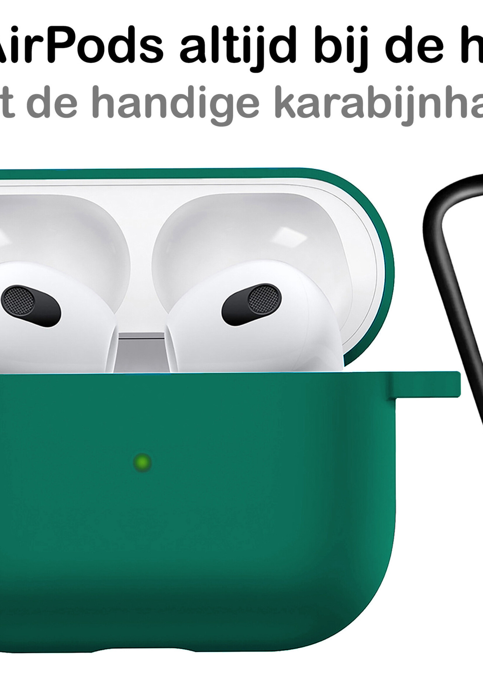 BTH Airpods 3 Hoesje Case Siliconen Hoes Geschikt voor Apple AirPods 3 Case Hoesje Met Clip - Turquoise Groen