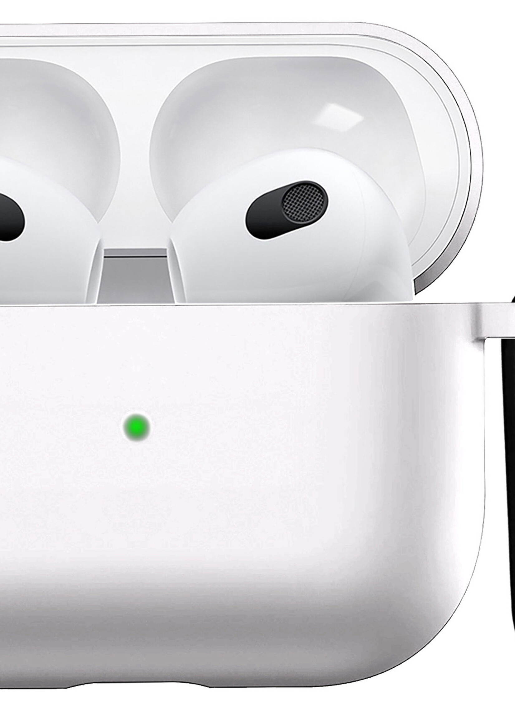 BTH Airpods 3 Hoesje Case Siliconen Hoes Geschikt voor Apple AirPods 3 Case Hoesje Met Clip - Wit