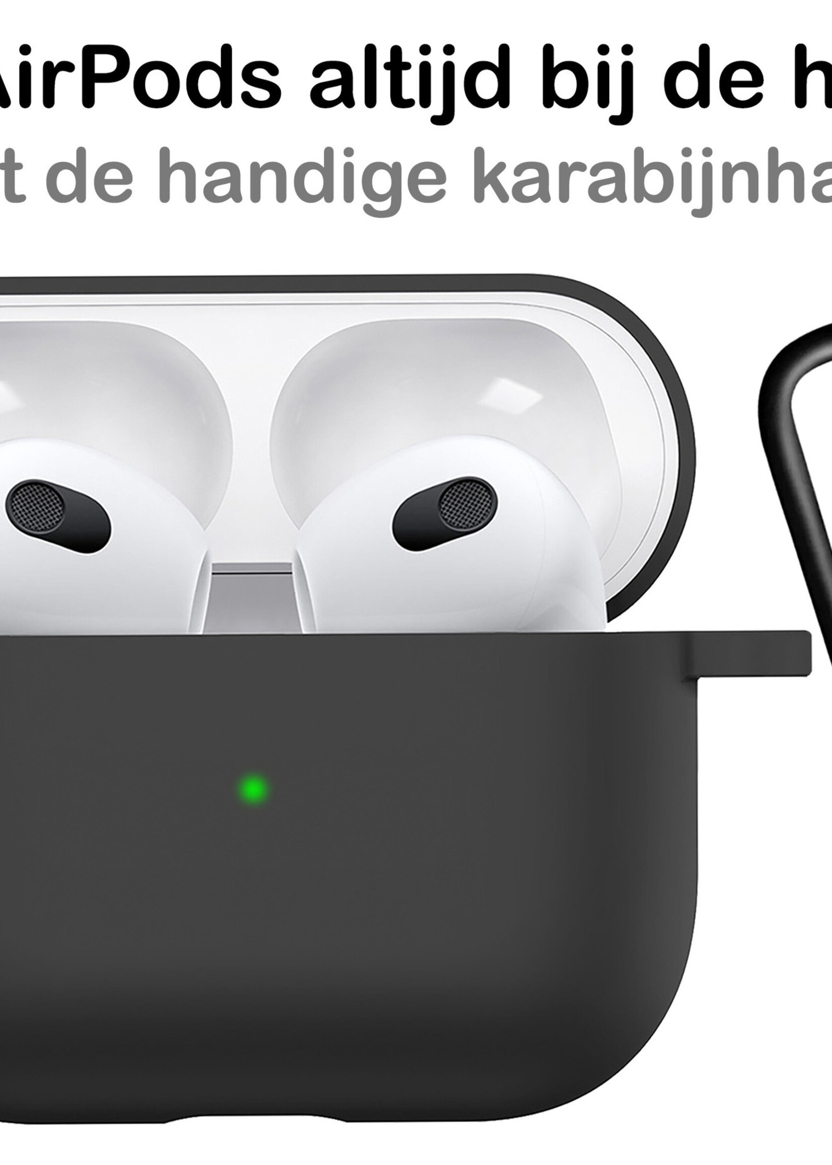 BTH Airpods 3 Hoesje Case Siliconen Hoes Geschikt voor Apple AirPods 3 Case Hoesje Met Clip - Zwart