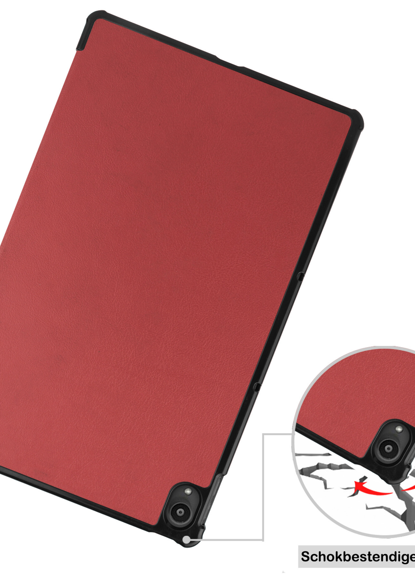 BTH Lenovo Tab P11 Hoes Luxe Book Case Hoesje - Lenovo Tab P11 Hoes Cover (11 inch) - Donker Rood