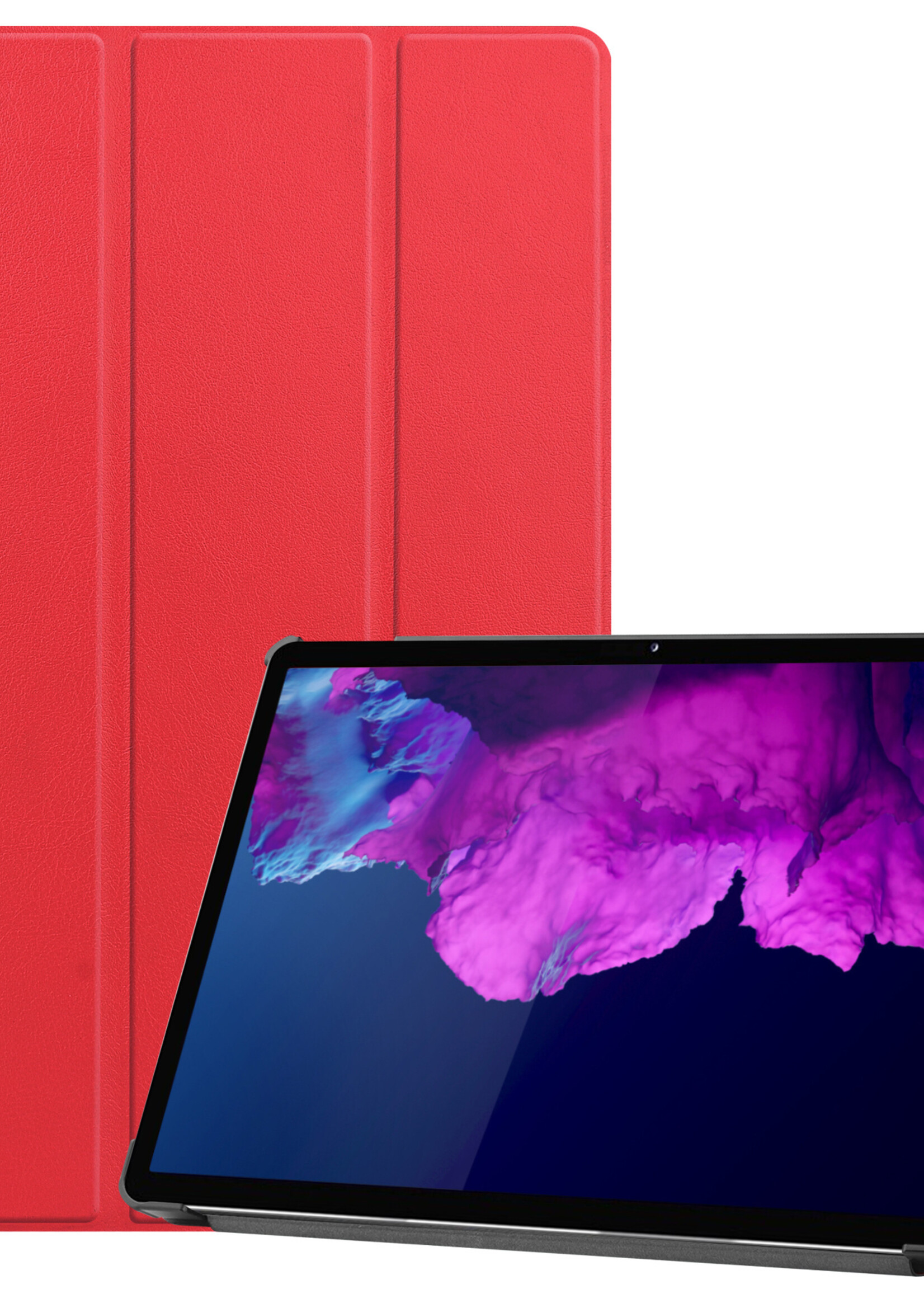 BTH Lenovo Tab P11 Hoes Luxe Book Case Hoesje - Lenovo Tab P11 Hoes Cover (11 inch) - Rood