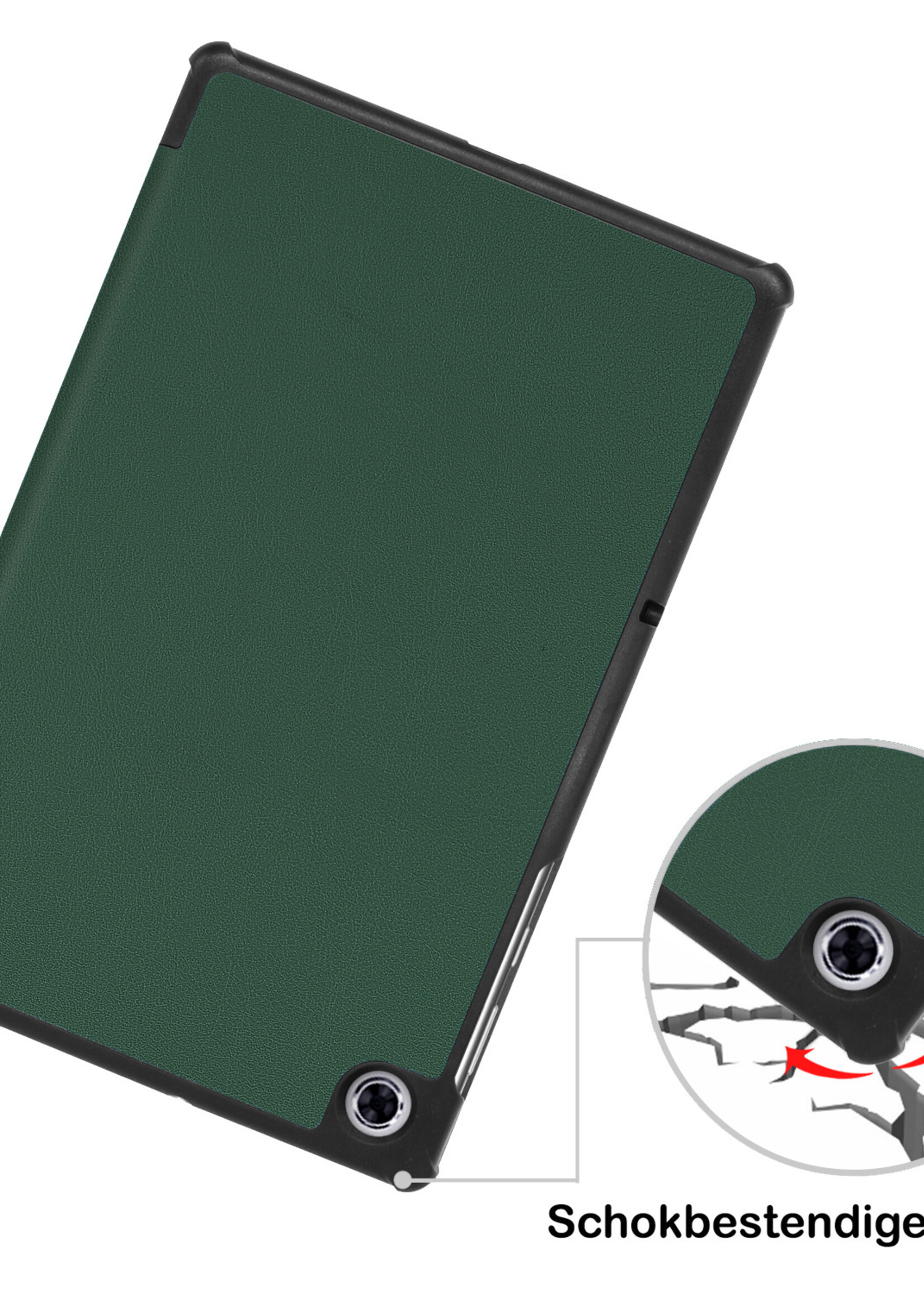 BTH Lenovo Tab M10 FHD Plus Hoes Luxe Book Case Hoesje - Lenovo Tab M10 FHD Plus Hoes Cover (10,3 inch) - Donker Groen