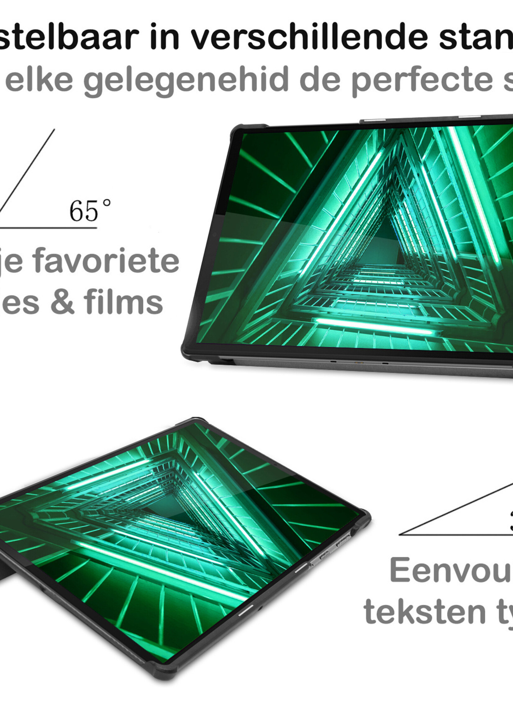 BTH Lenovo Tab M10 FHD Plus Hoes Luxe Book Case Hoesje - Lenovo Tab M10 FHD Plus Hoes Cover (10,3 inch) - Grijs