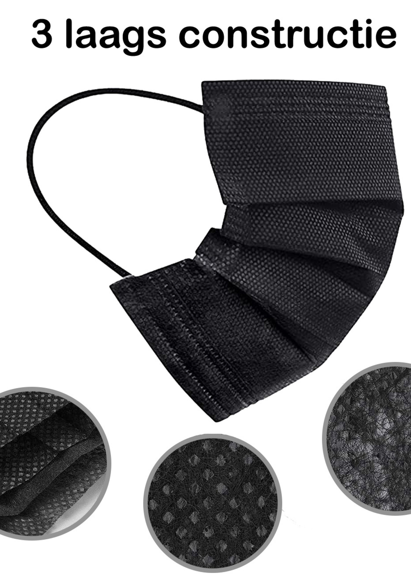 BTH Mondkapje Wegwerp Zwart Mondmasker Mondkapje Wegwerp Mondkapjes Niet Medisch Universeel - 750x