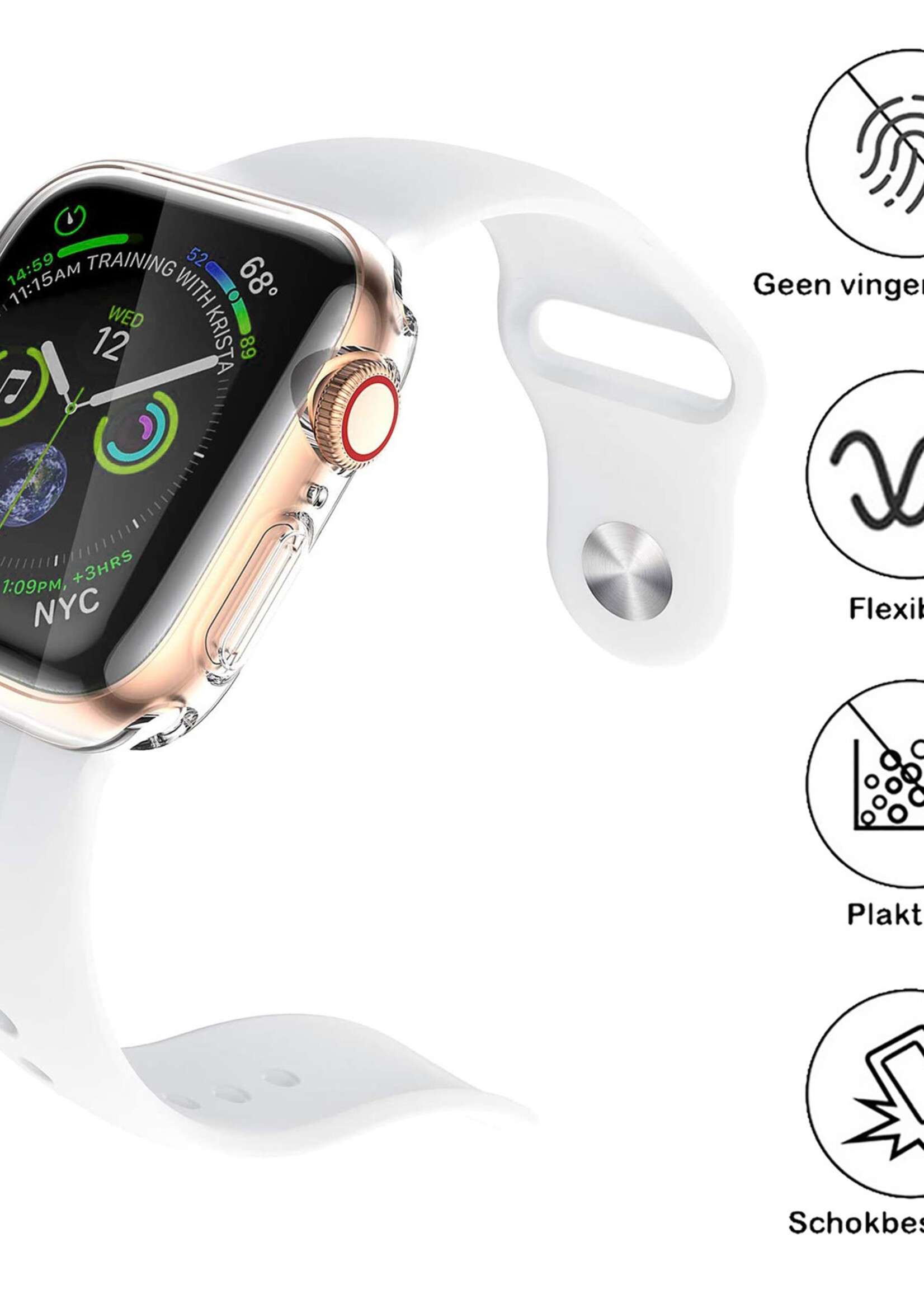 BTH Siliconen Hoes Geschikt voor Apple Watch Series 5 40 mm Hoesje Cover Case - Hoesje Geschikt voor Apple Watch Series 5 40 mm Hoes Siliconen Case - Transparant - 2 PACK