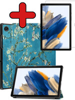 BTH BTH Samsung Galaxy Tab A8 2022 Hoes Met Screenprotector - Witte Bloesem