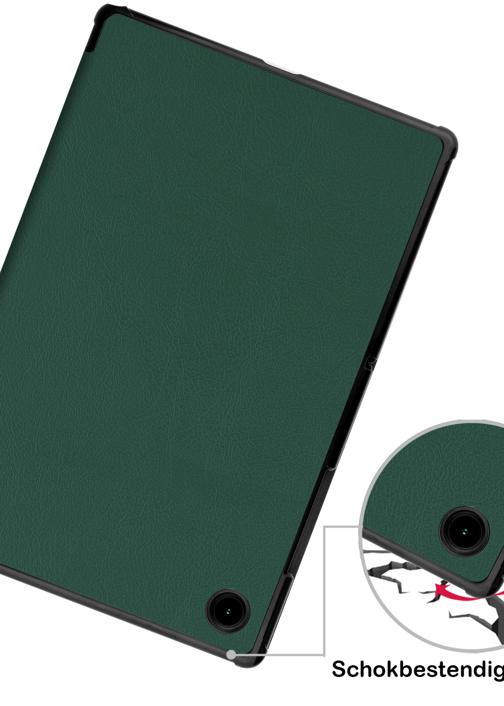 BTH Hoes Geschikt voor Samsung Galaxy Tab A8 Hoes Book Case Hoesje Trifold Cover Met Screenprotector - Hoesje Geschikt voor Samsung Tab A8 Hoesje Bookcase - Donkergroen