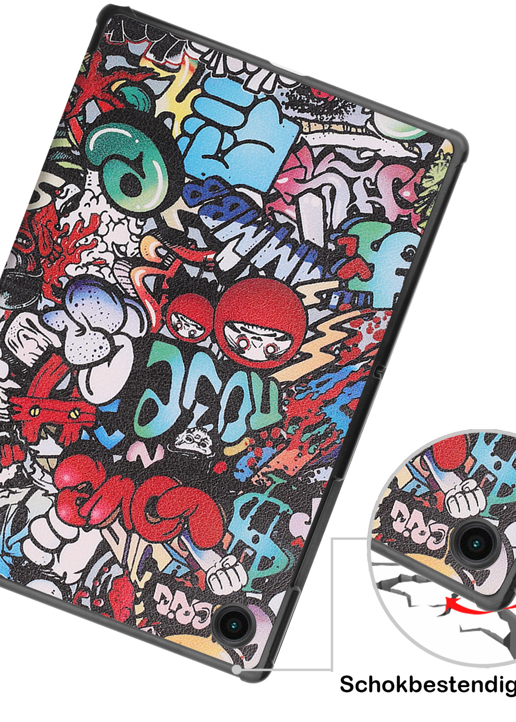 BTH Hoes Geschikt voor Samsung Galaxy Tab A8 Hoes Book Case Hoesje Trifold Cover Met Screenprotector - Hoesje Geschikt voor Samsung Tab A8 Hoesje Bookcase - Graffity