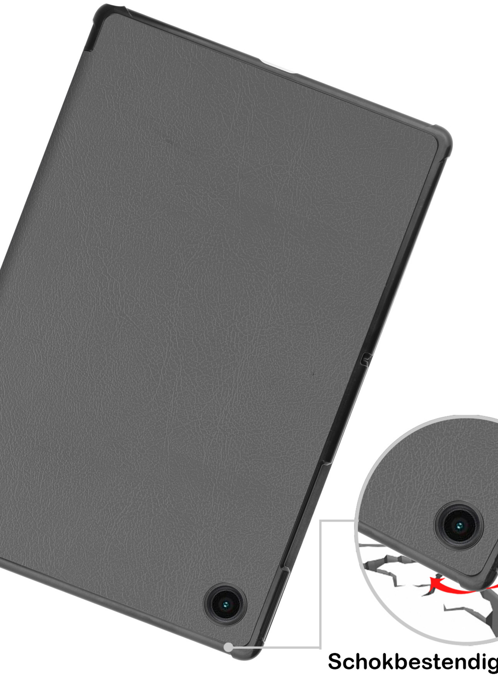 BTH Hoes Geschikt voor Samsung Galaxy Tab A8 Hoes Book Case Hoesje Trifold Cover Met Screenprotector - Hoesje Geschikt voor Samsung Tab A8 Hoesje Bookcase - Grijs