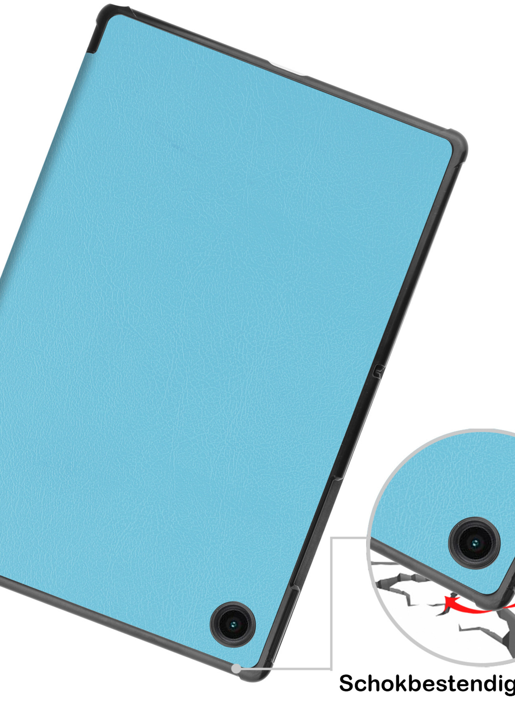 BTH Hoes Geschikt voor Samsung Galaxy Tab A8 Hoes Book Case Hoesje Trifold Cover Met Screenprotector - Hoesje Geschikt voor Samsung Tab A8 Hoesje Bookcase - Lichtblauw