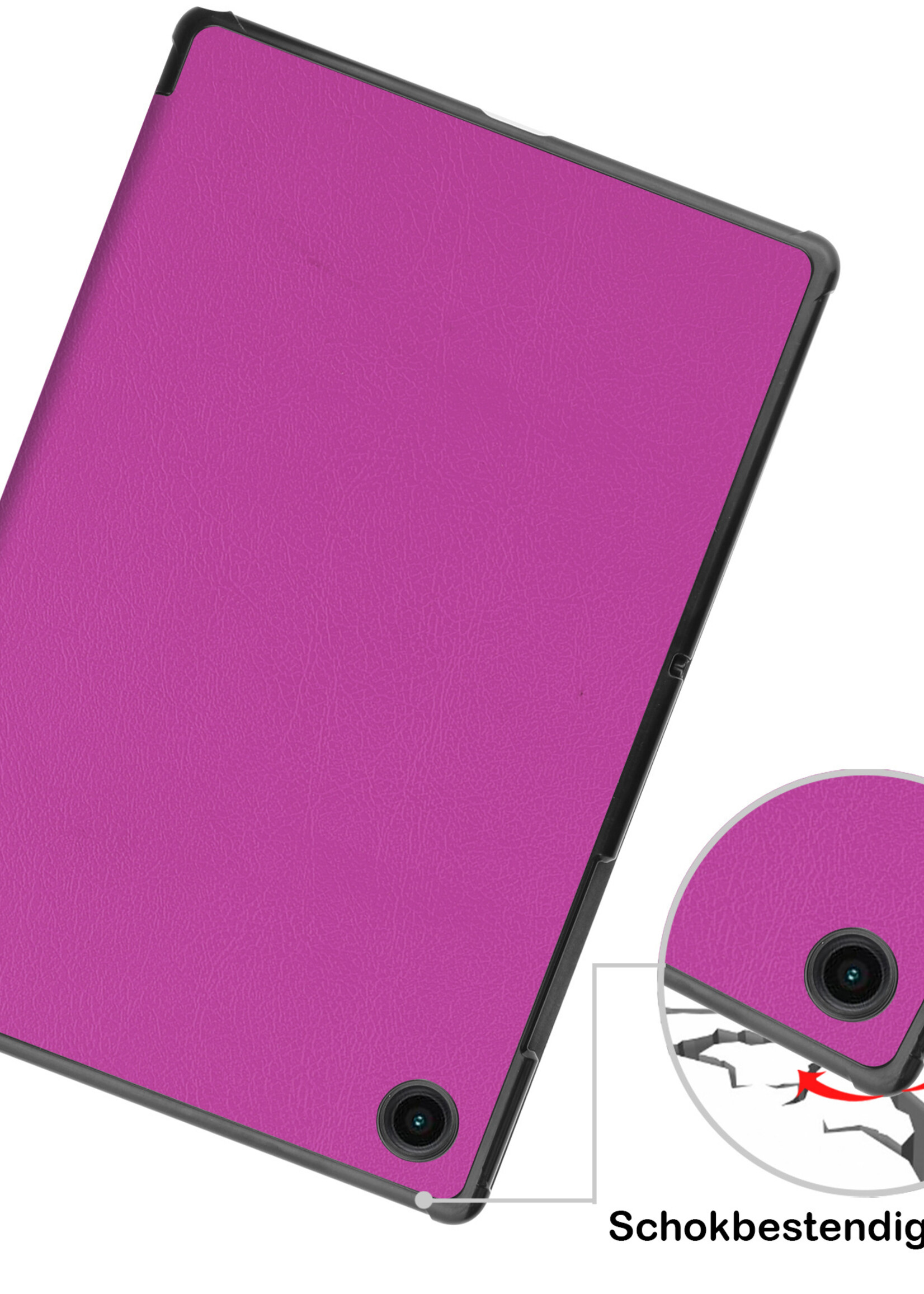 BTH Hoes Geschikt voor Samsung Galaxy Tab A8 Hoes Book Case Hoesje Trifold Cover Met Screenprotector - Hoesje Geschikt voor Samsung Tab A8 Hoesje Bookcase - Paars
