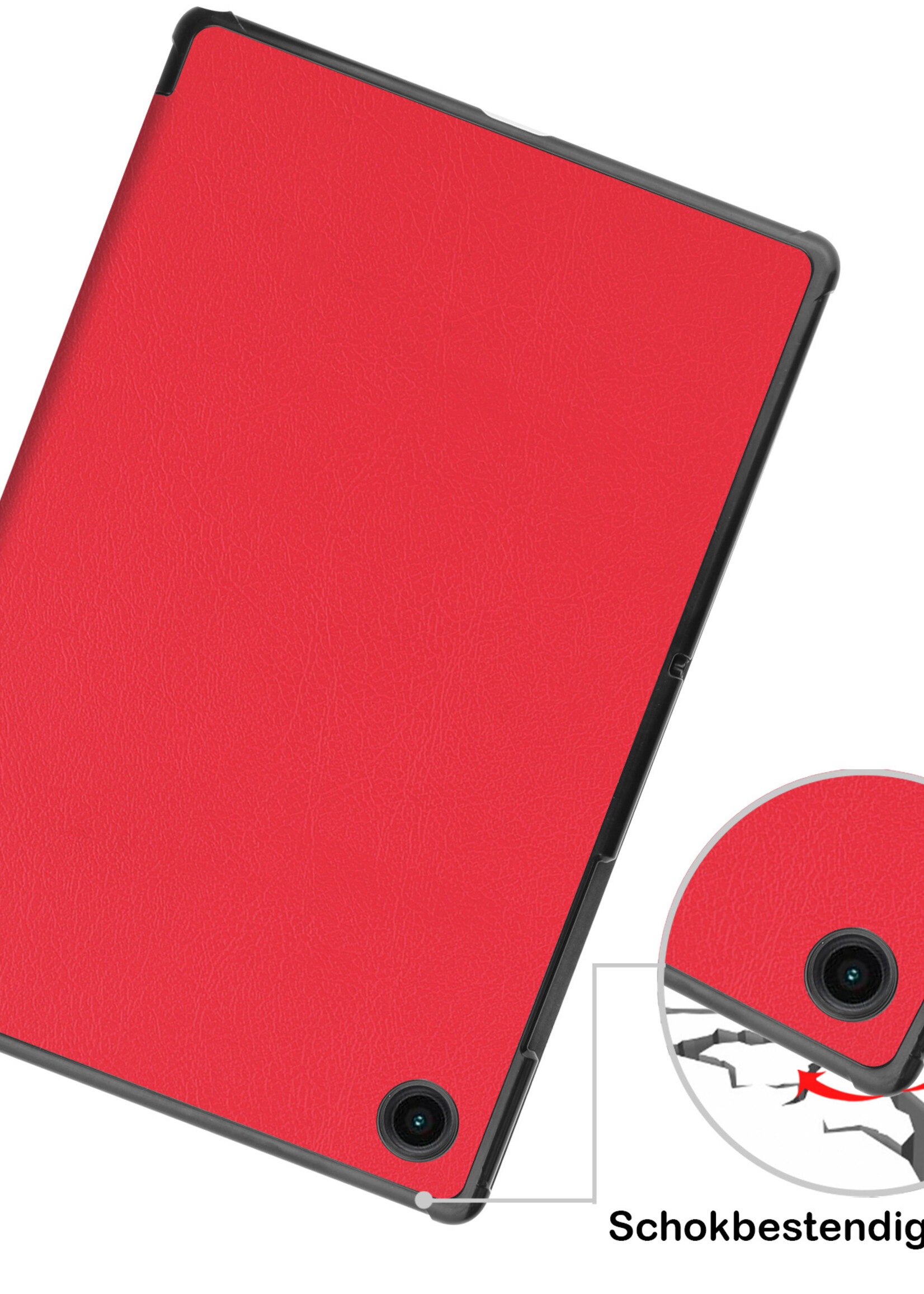 BTH Hoes Geschikt voor Samsung Galaxy Tab A8 Hoes Book Case Hoesje Trifold Cover Met Screenprotector - Hoesje Geschikt voor Samsung Tab A8 Hoesje Bookcase - Rood