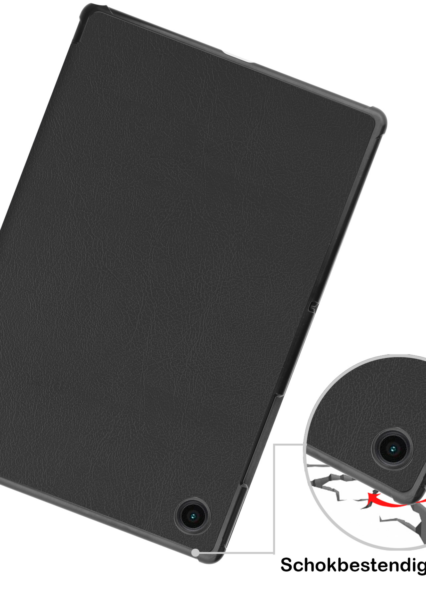 BTH Hoes Geschikt voor Samsung Galaxy Tab A8 Hoes Book Case Hoesje Trifold Cover Met Screenprotector - Hoesje Geschikt voor Samsung Tab A8 Hoesje Bookcase - Zwart
