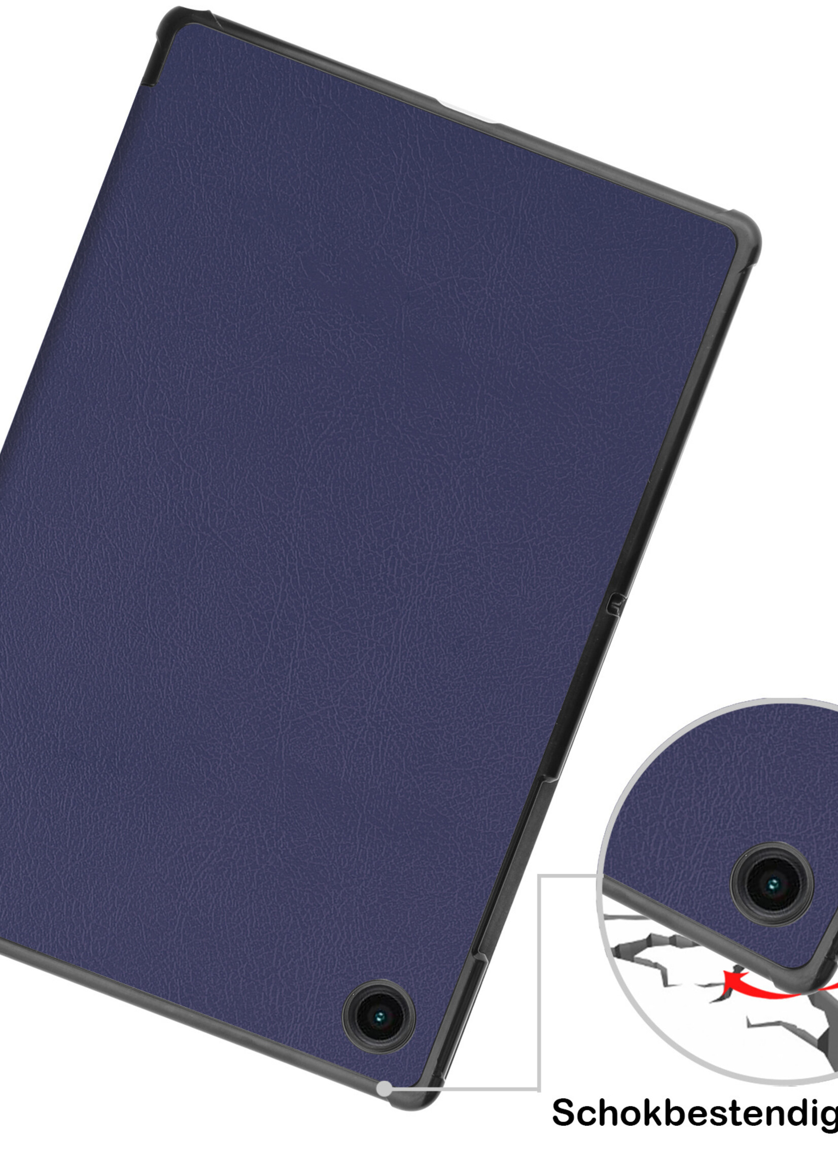 BTH Hoes Geschikt voor Samsung Galaxy Tab A8 Hoes Book Case Hoesje Trifold Cover Met Screenprotector - Hoesje Geschikt voor Samsung Tab A8 Hoesje Bookcase - Donkerblauw