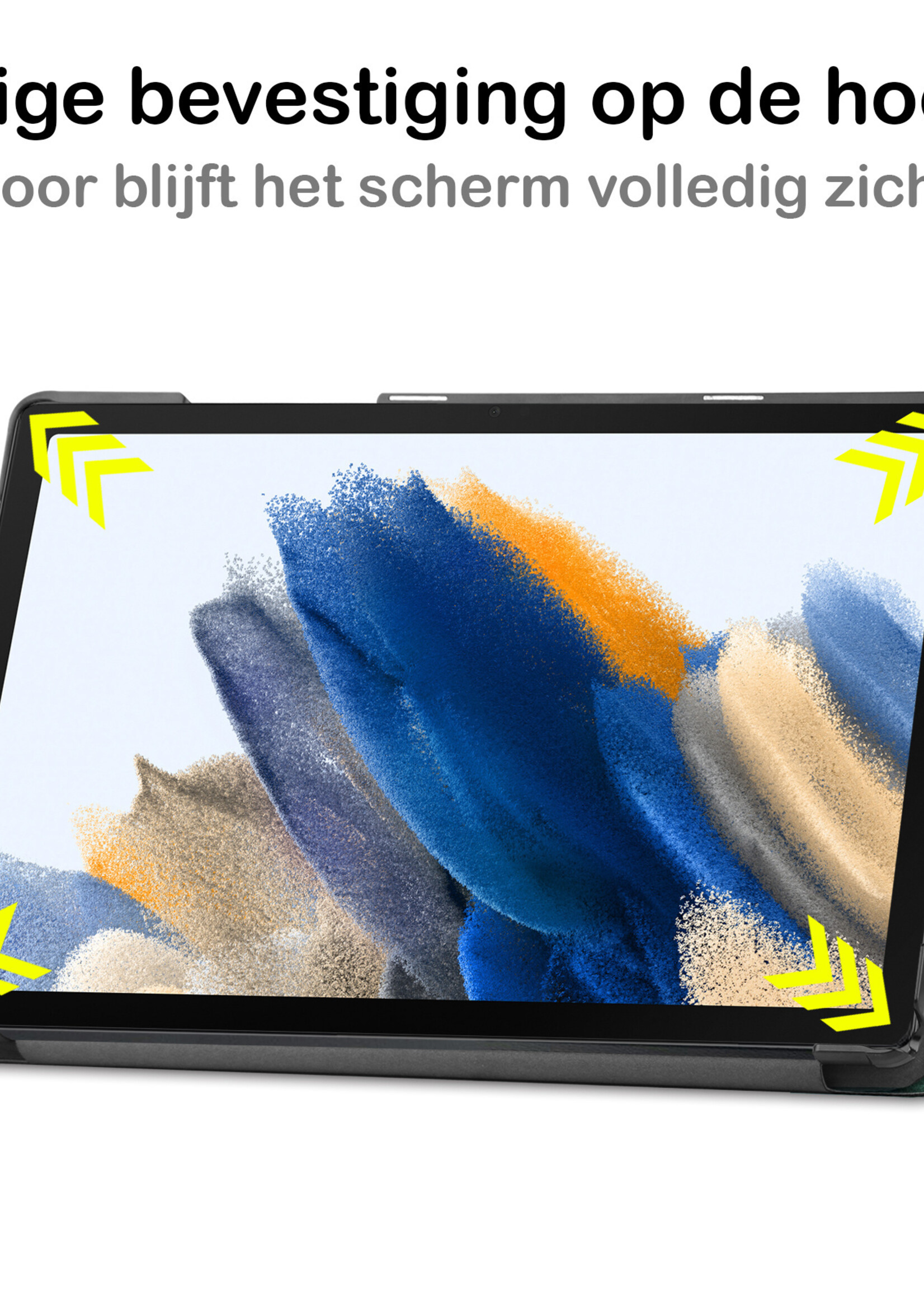 BTH Hoes Geschikt voor Samsung Galaxy Tab A8 Hoes Book Case Hoesje Trifold Cover Met Screenprotector - Hoesje Geschikt voor Samsung Tab A8 Hoesje Bookcase - Donkergroen