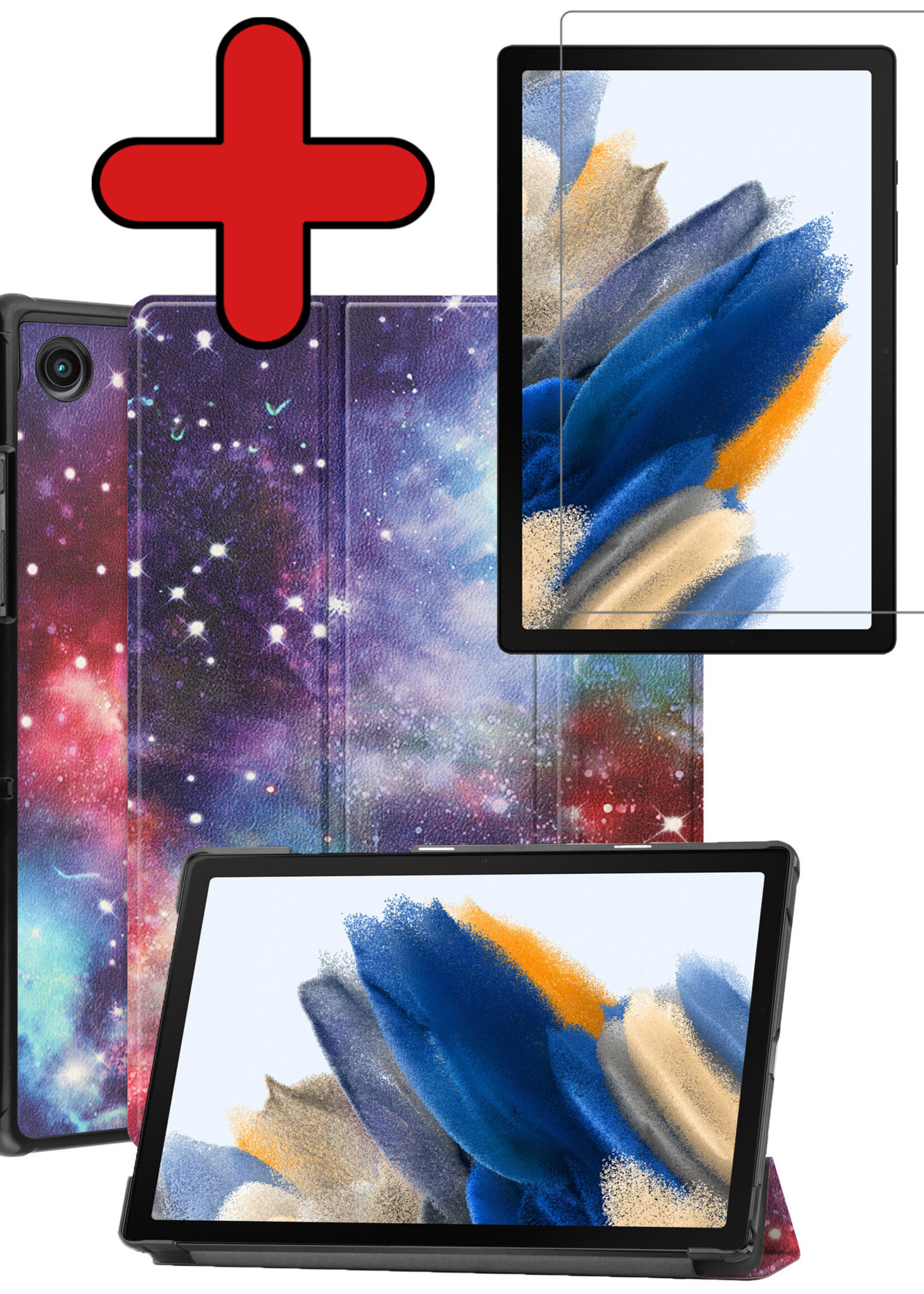 BTH Hoes Geschikt voor Samsung Galaxy Tab A8 Hoes Book Case Hoesje Trifold Cover Met Screenprotector - Hoesje Geschikt voor Samsung Tab A8 Hoesje Bookcase - Galaxy