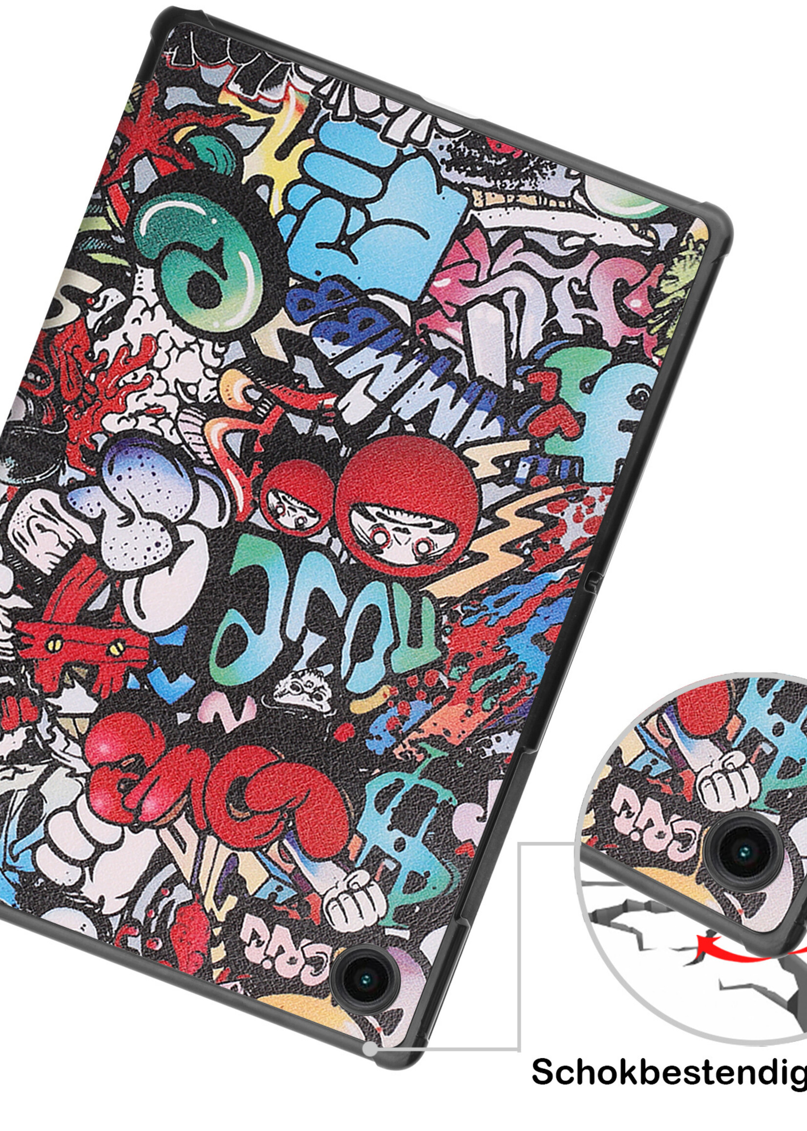 BTH Hoes Geschikt voor Samsung Galaxy Tab A8 Hoes Book Case Hoesje Trifold Cover Met Screenprotector - Hoesje Geschikt voor Samsung Tab A8 Hoesje Bookcase - Graffity