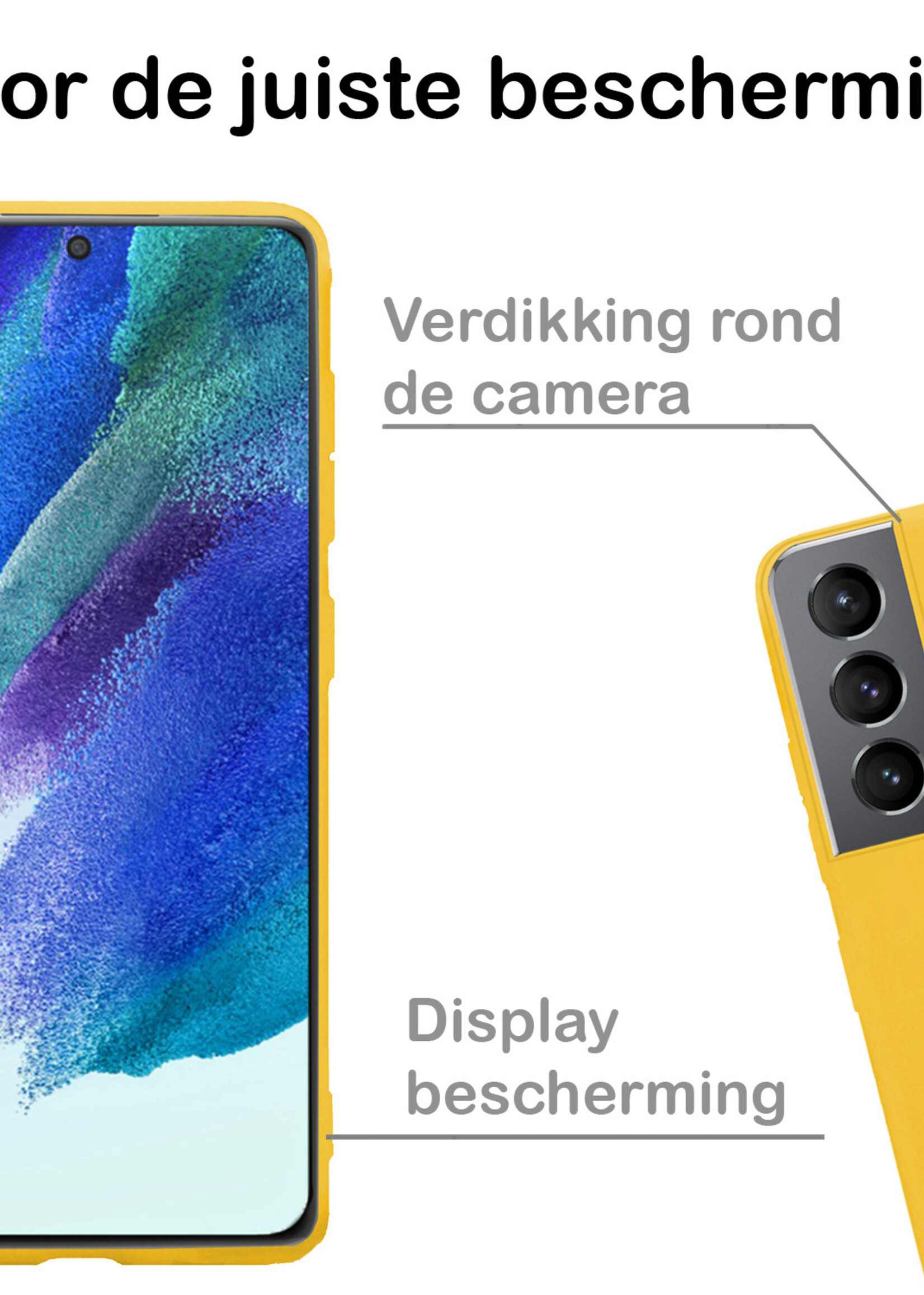 BTH Samsung Galaxy S21 FE Hoesje Siliconen Case Cover - Samsung S21 FE Hoesje Cover Hoes Siliconen - Geel
