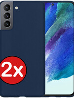 BTH BTH Samsung Galaxy S21FE Hoesje Siliconen - Donkerblauw - 2 PACK