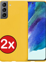 BTH BTH Samsung Galaxy S21FE Hoesje Siliconen - Geel - 2 PACK