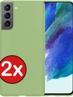 BTH BTH Samsung Galaxy S21FE Hoesje Siliconen - Groen - 2 PACK