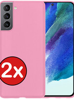 BTH BTH Samsung Galaxy S21FE Hoesje Siliconen - Lichtroze - 2 PACK