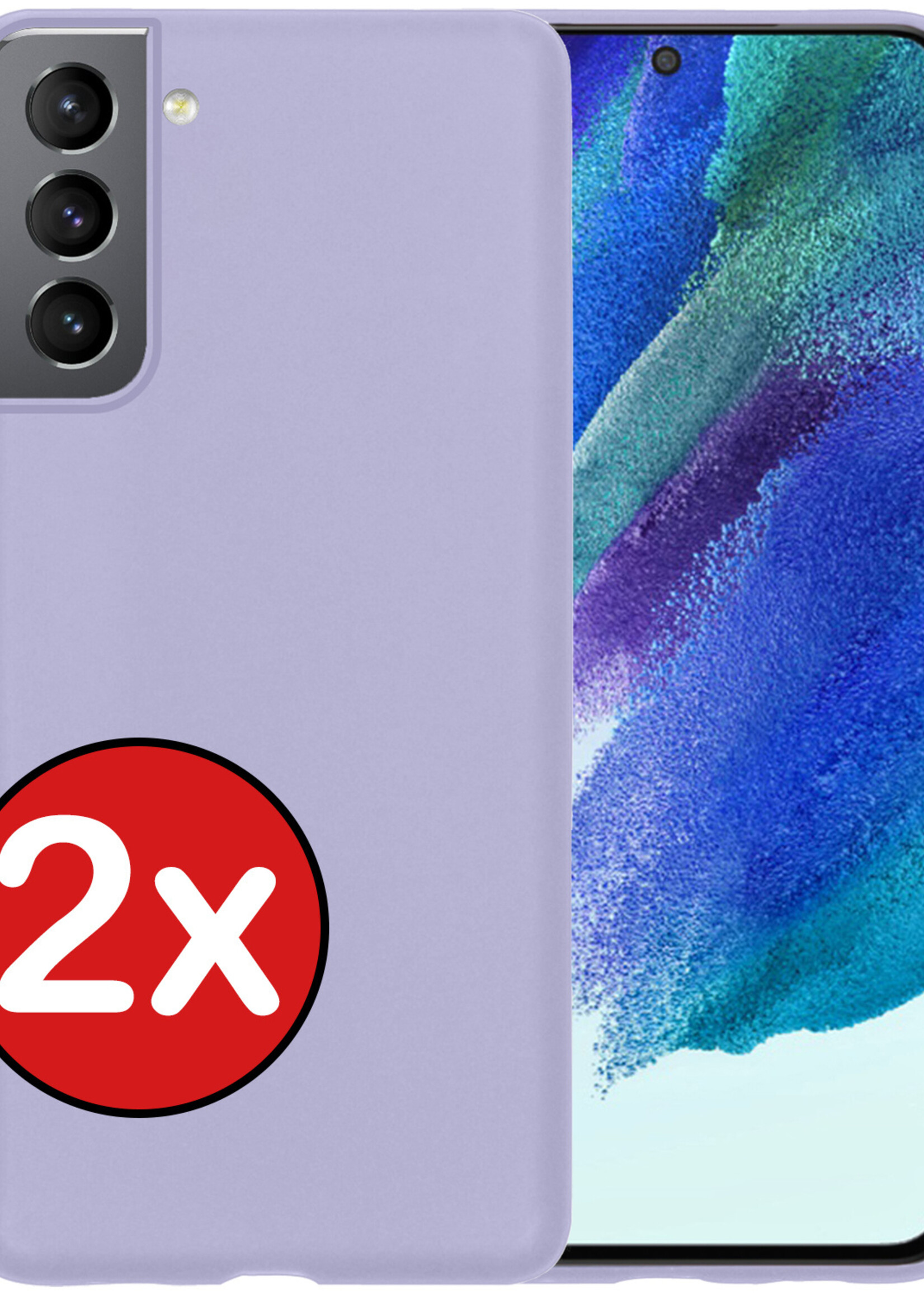 BTH Hoesje Geschikt voor Samsung S21 FE Hoesje Siliconen Case Hoes - Hoes Geschikt voor Samsung Galaxy S21 FE Hoes Cover Case - Lila - 2 PACK
