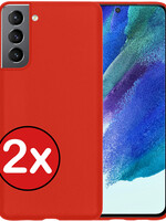 BTH BTH Samsung Galaxy S21FE Hoesje Siliconen - Rood - 2 PACK