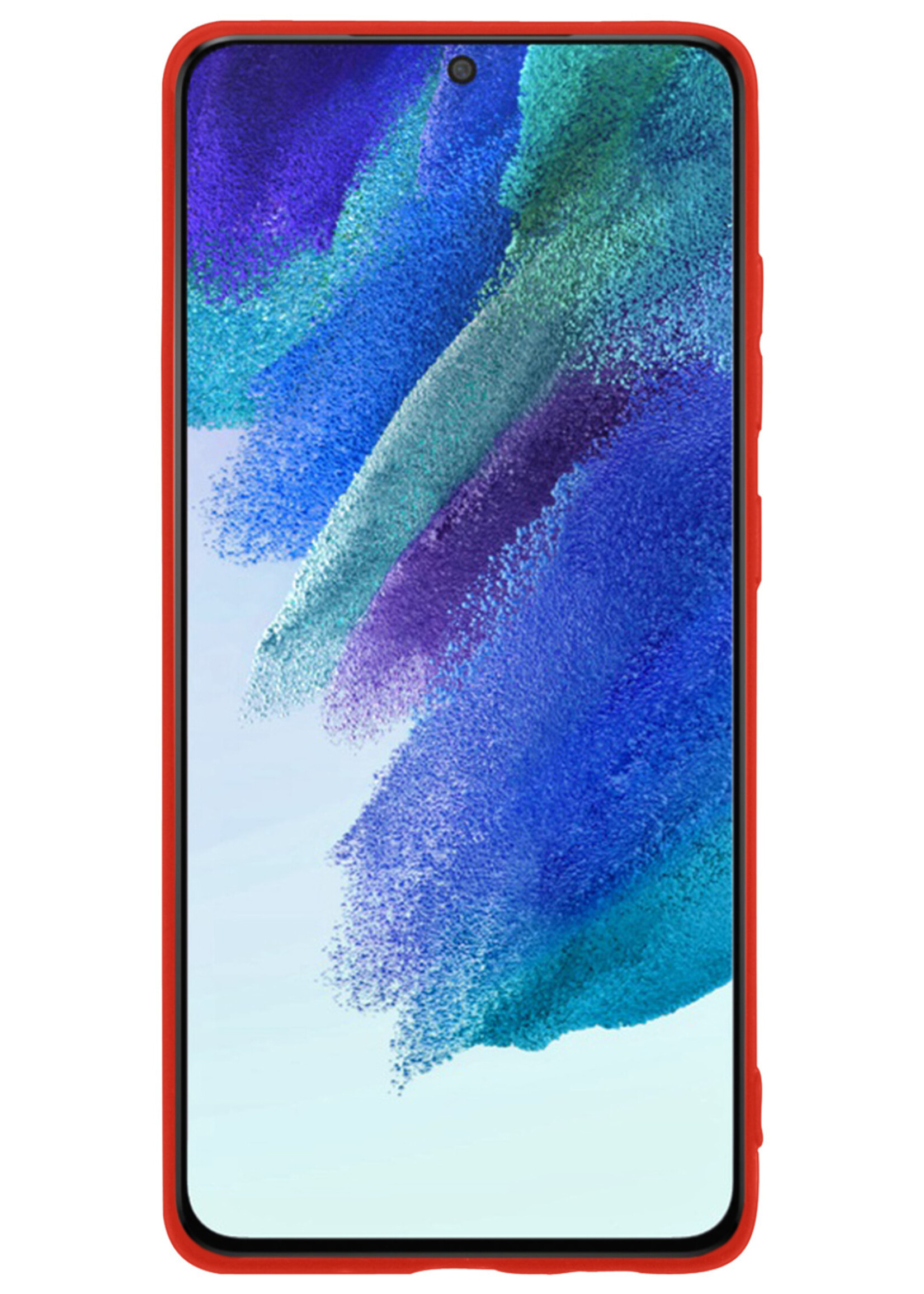 BTH Hoesje Geschikt voor Samsung S21 FE Hoesje Siliconen Case Hoes - Hoes Geschikt voor Samsung Galaxy S21 FE Hoes Cover Case - Rood - 2 PACK