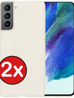 BTH BTH Samsung Galaxy S21FE Hoesje Siliconen - Wit - 2 PACK