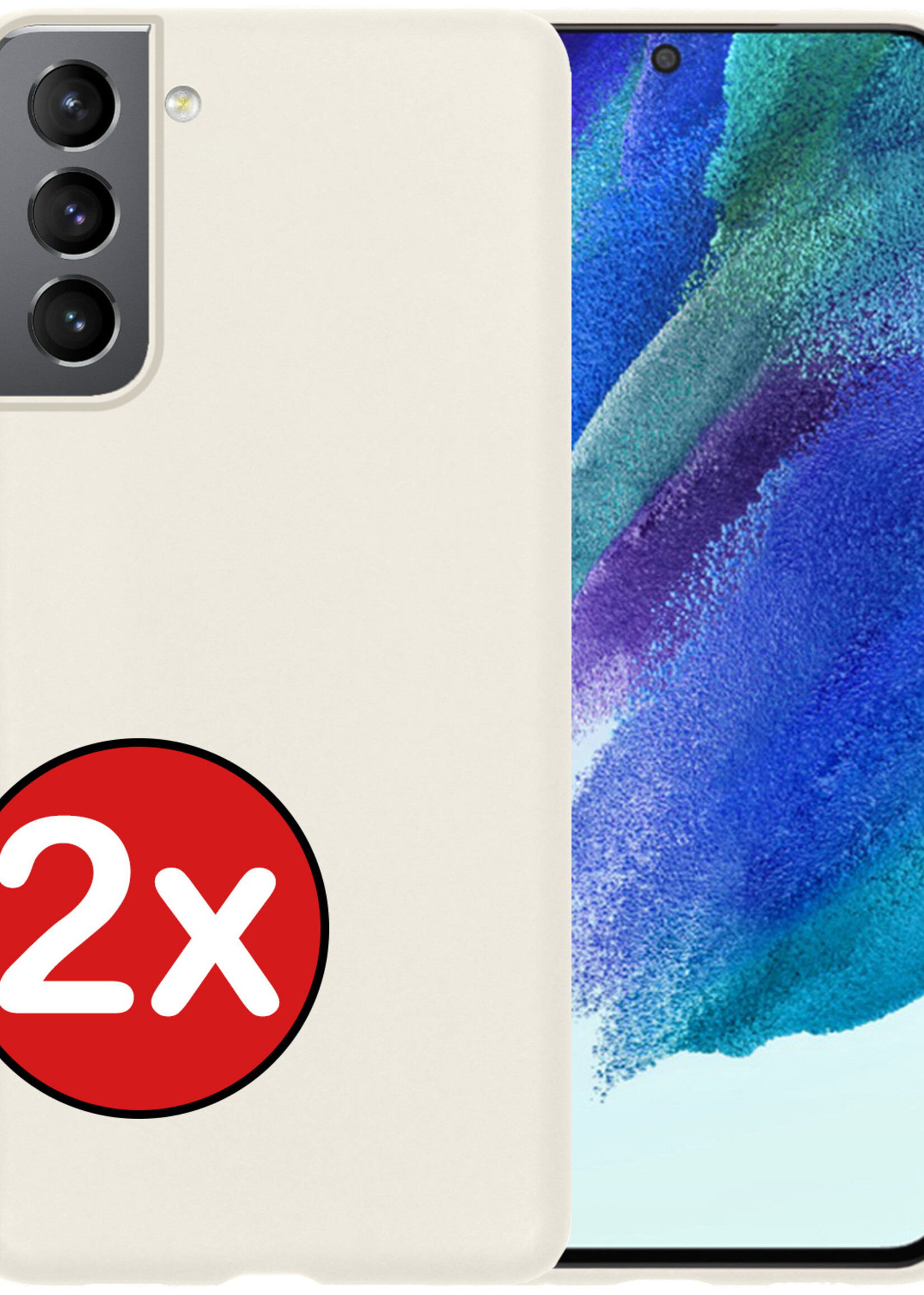 BTH Hoesje Geschikt voor Samsung S21 FE Hoesje Siliconen Case Hoes - Hoes Geschikt voor Samsung Galaxy S21 FE Hoes Cover Case - Wit - 2 PACK