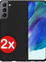 BTH BTH Samsung Galaxy S21FE Hoesje Siliconen - Zwart - 2 PACK