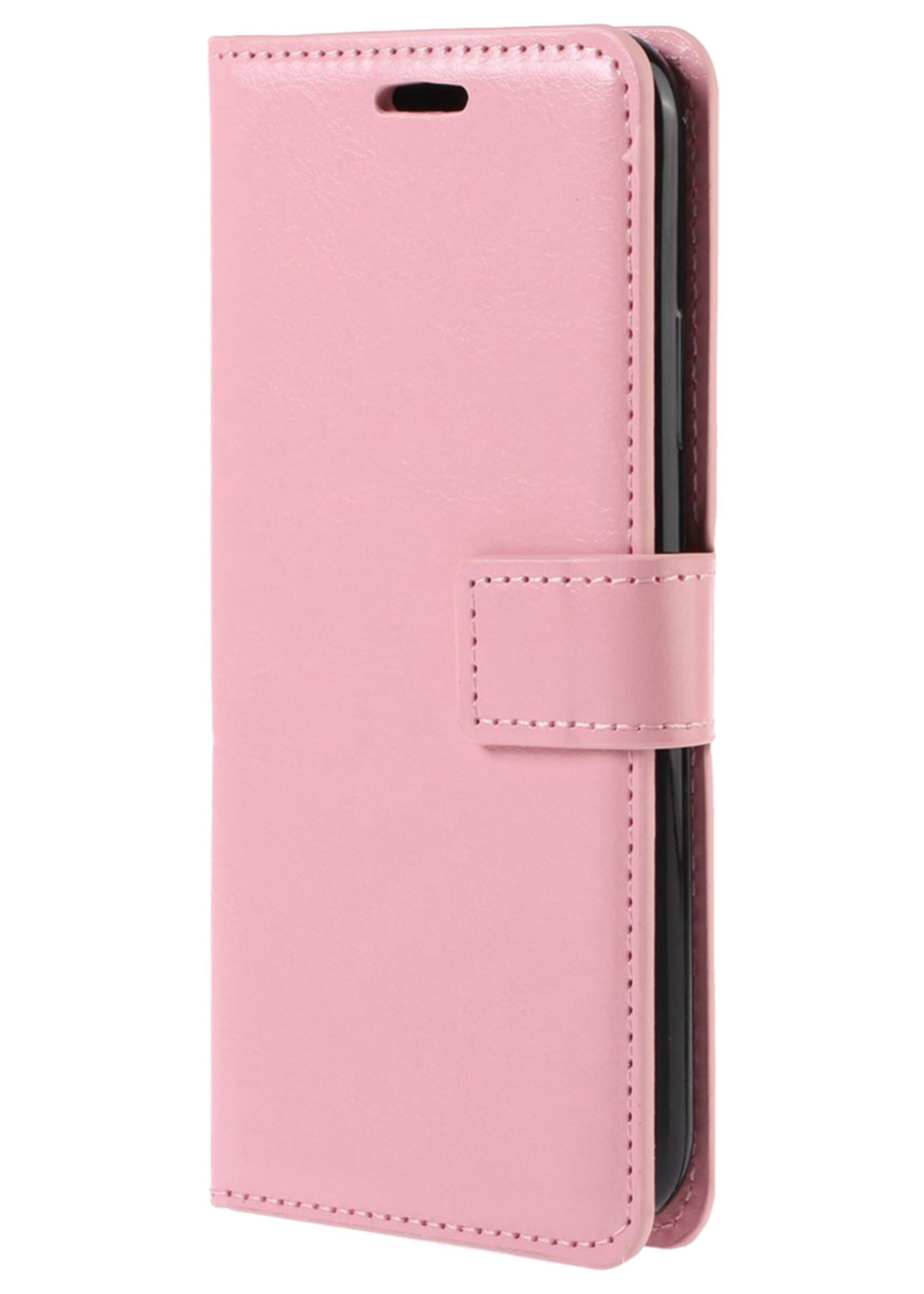 BTH Samsung S21 FE Hoesje Book Case Hoes - Samsung Galaxy S21 FE Case Hoesje Portemonnee Cover - Samsung S21 FE Hoes Wallet Case Hoesje - Licht Roze