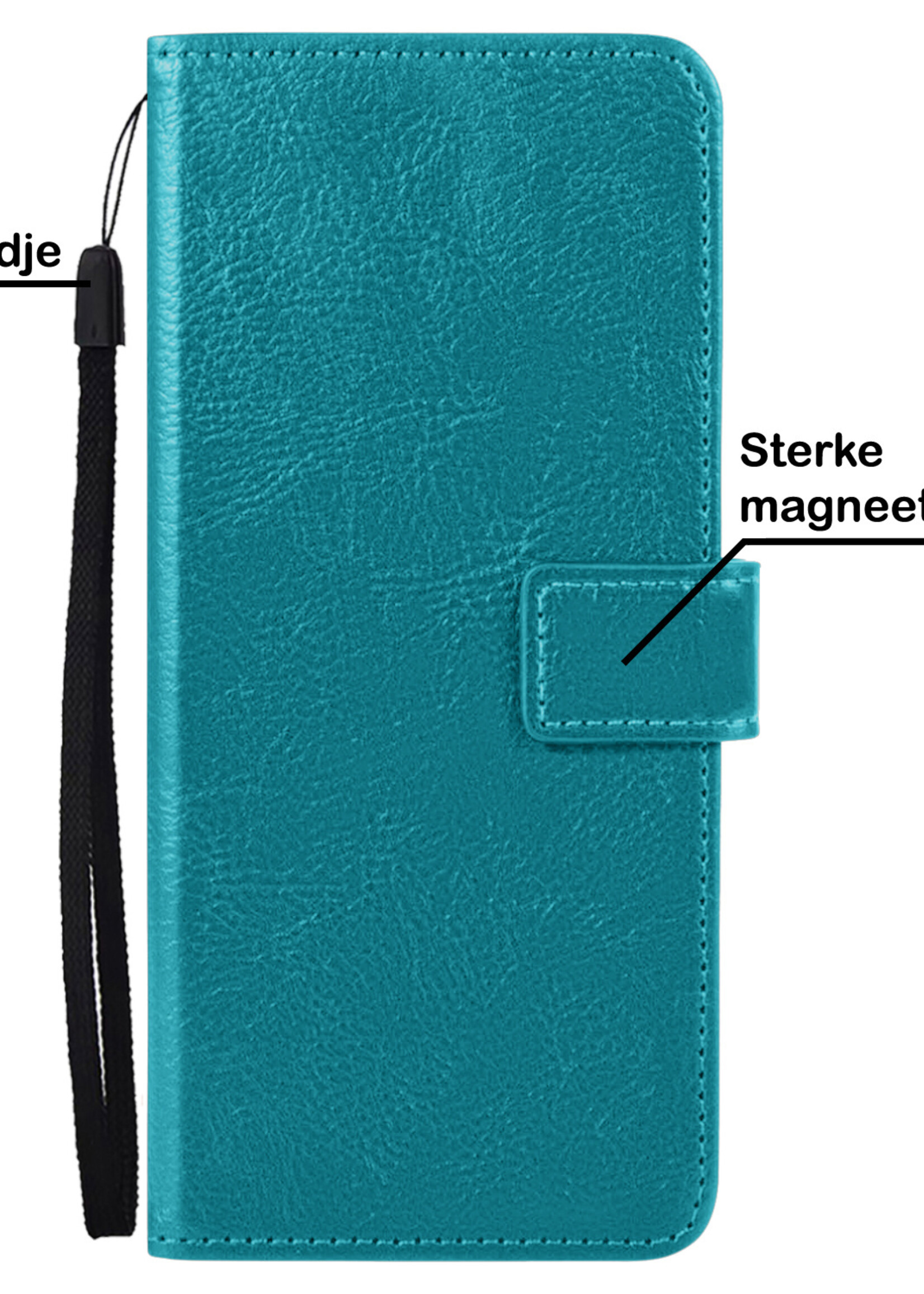 BTH Samsung S21 FE Hoesje Book Case Hoes - Samsung Galaxy S21 FE Case Hoesje Portemonnee Cover - Samsung S21 FE Hoes Wallet Case Hoesje - Turquoise