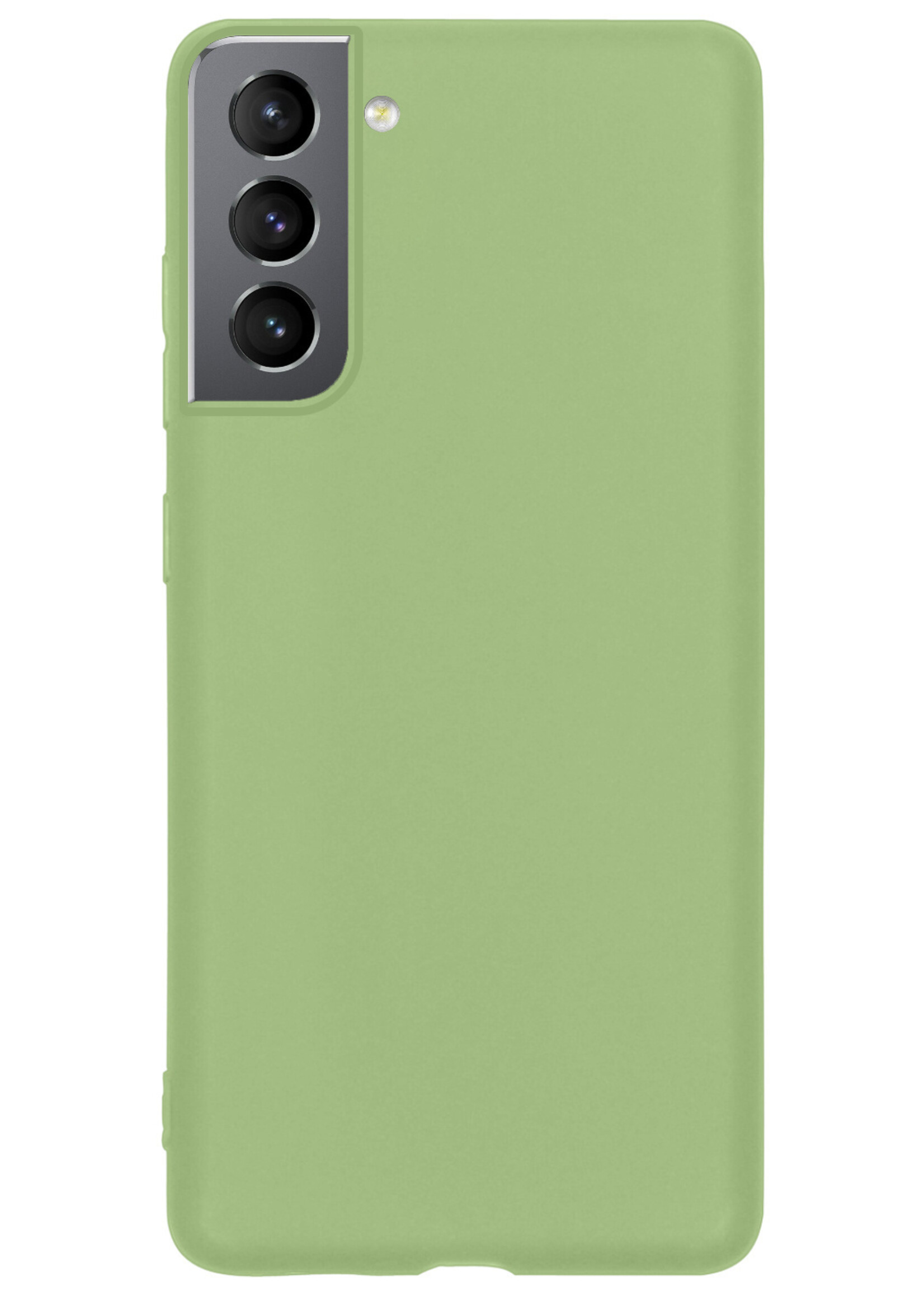 BTH Hoesje Geschikt voor Samsung S21 FE Hoesje Siliconen Case Hoes Met Screenprotector - Hoes Geschikt voor Samsung Galaxy S21 FE Hoes Cover Case - Groen