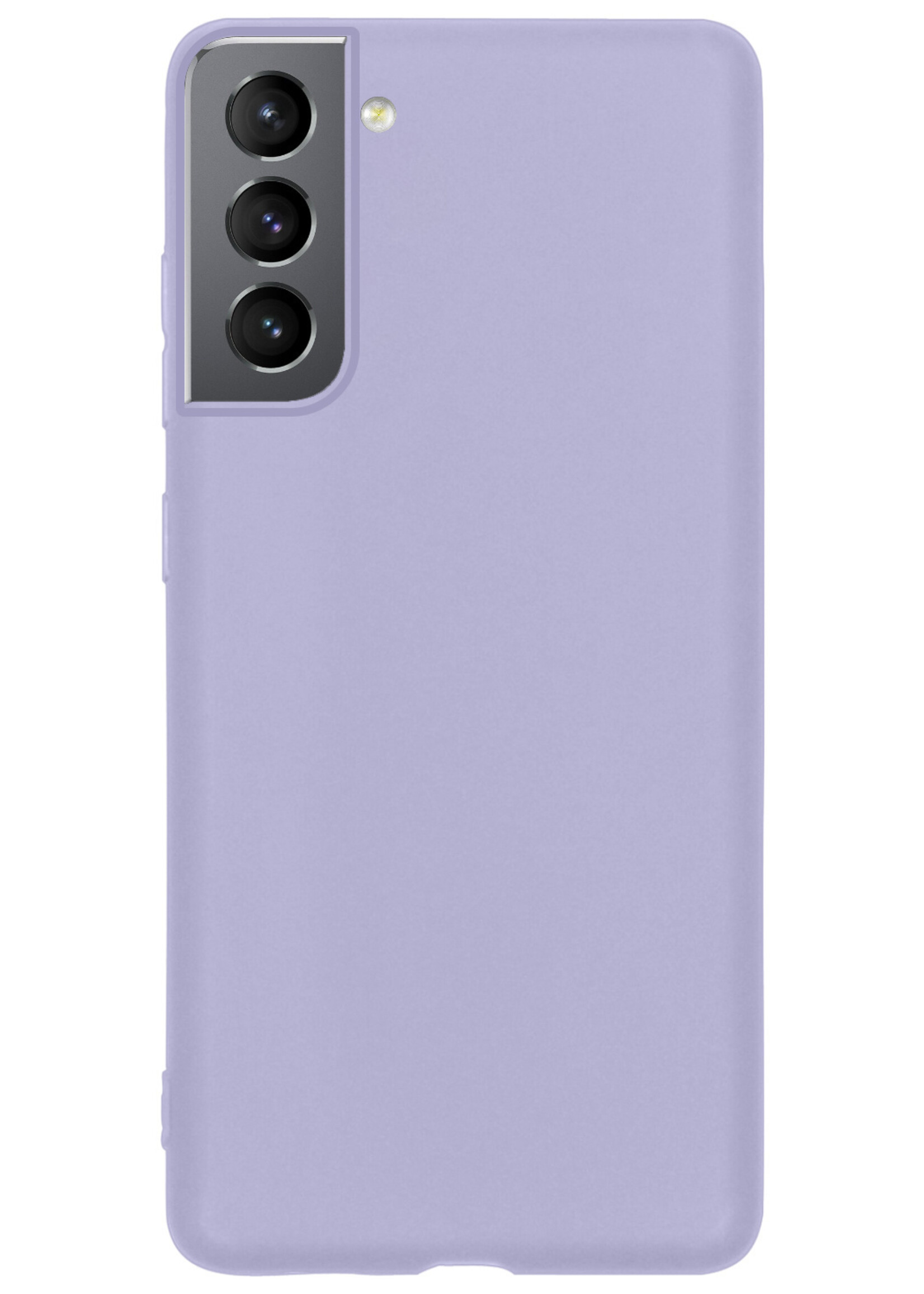 BTH Hoesje Geschikt voor Samsung S21 FE Hoesje Siliconen Case Hoes Met Screenprotector - Hoes Geschikt voor Samsung Galaxy S21 FE Hoes Cover Case - Lila