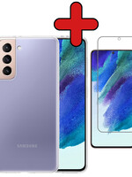 BTH BTH Samsung Galaxy S21FE Hoesje Siliconen Met Screenprotector - Transparant