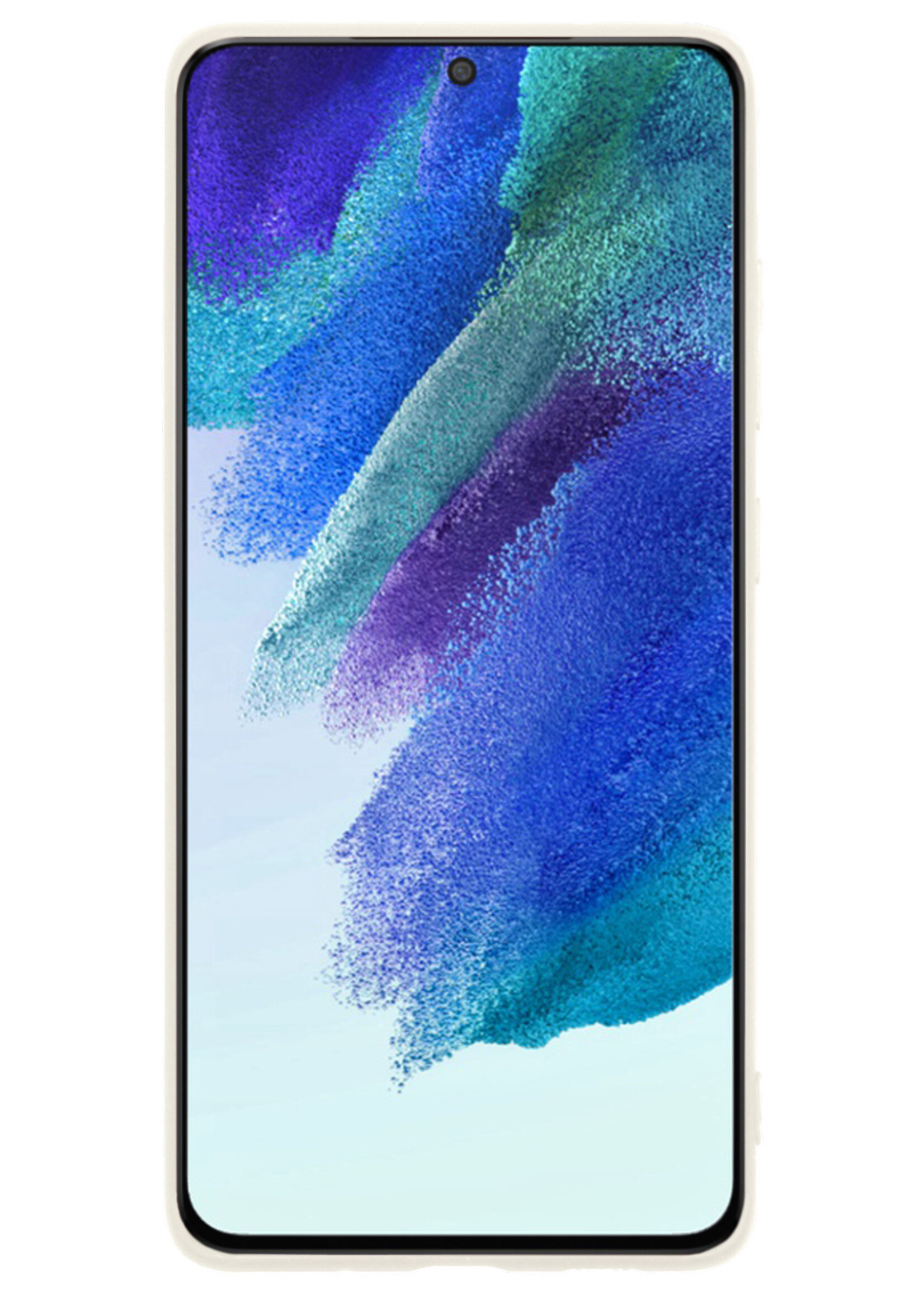 BTH Hoesje Geschikt voor Samsung S21 FE Hoesje Siliconen Case Hoes Met Screenprotector - Hoes Geschikt voor Samsung Galaxy S21 FE Hoes Cover Case - Wit