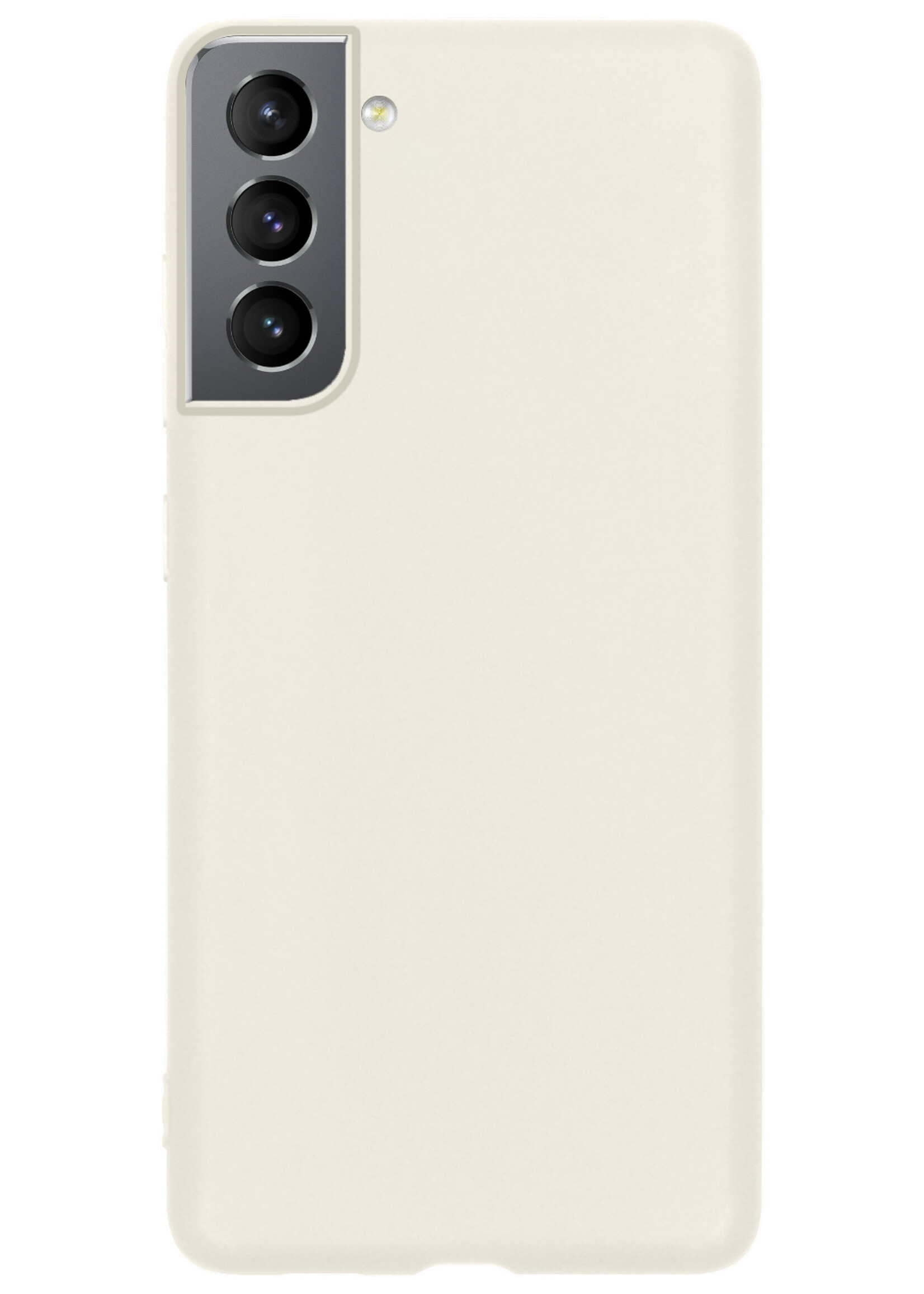 BTH Hoesje Geschikt voor Samsung S21 FE Hoesje Siliconen Case Hoes Met Screenprotector - Hoes Geschikt voor Samsung Galaxy S21 FE Hoes Cover Case - Wit