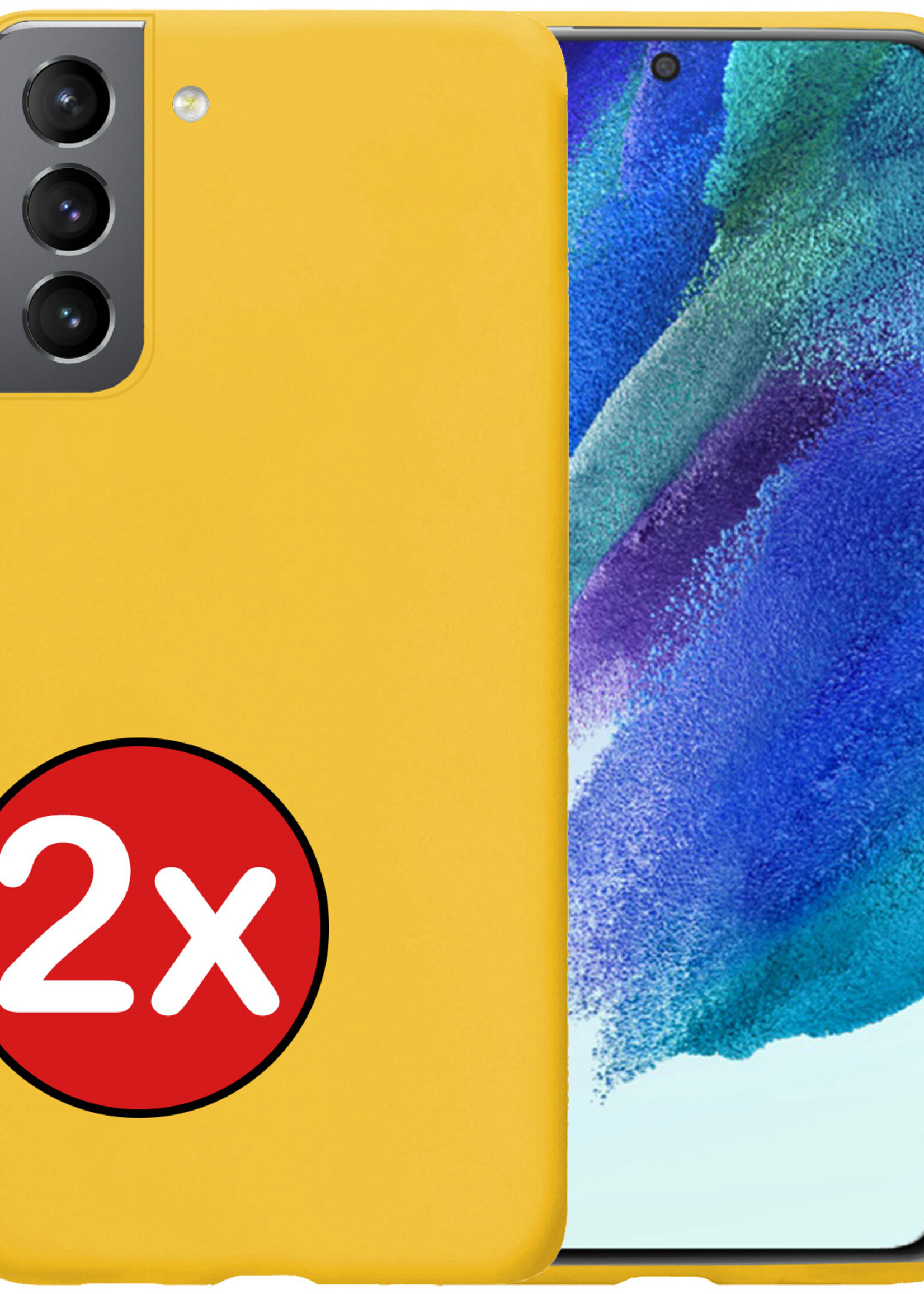 BTH Hoesje Geschikt voor Samsung S21 FE Hoesje Siliconen Case Hoes - Hoes Geschikt voor Samsung Galaxy S21 FE Hoes Cover Case - Geel - 2 PACK