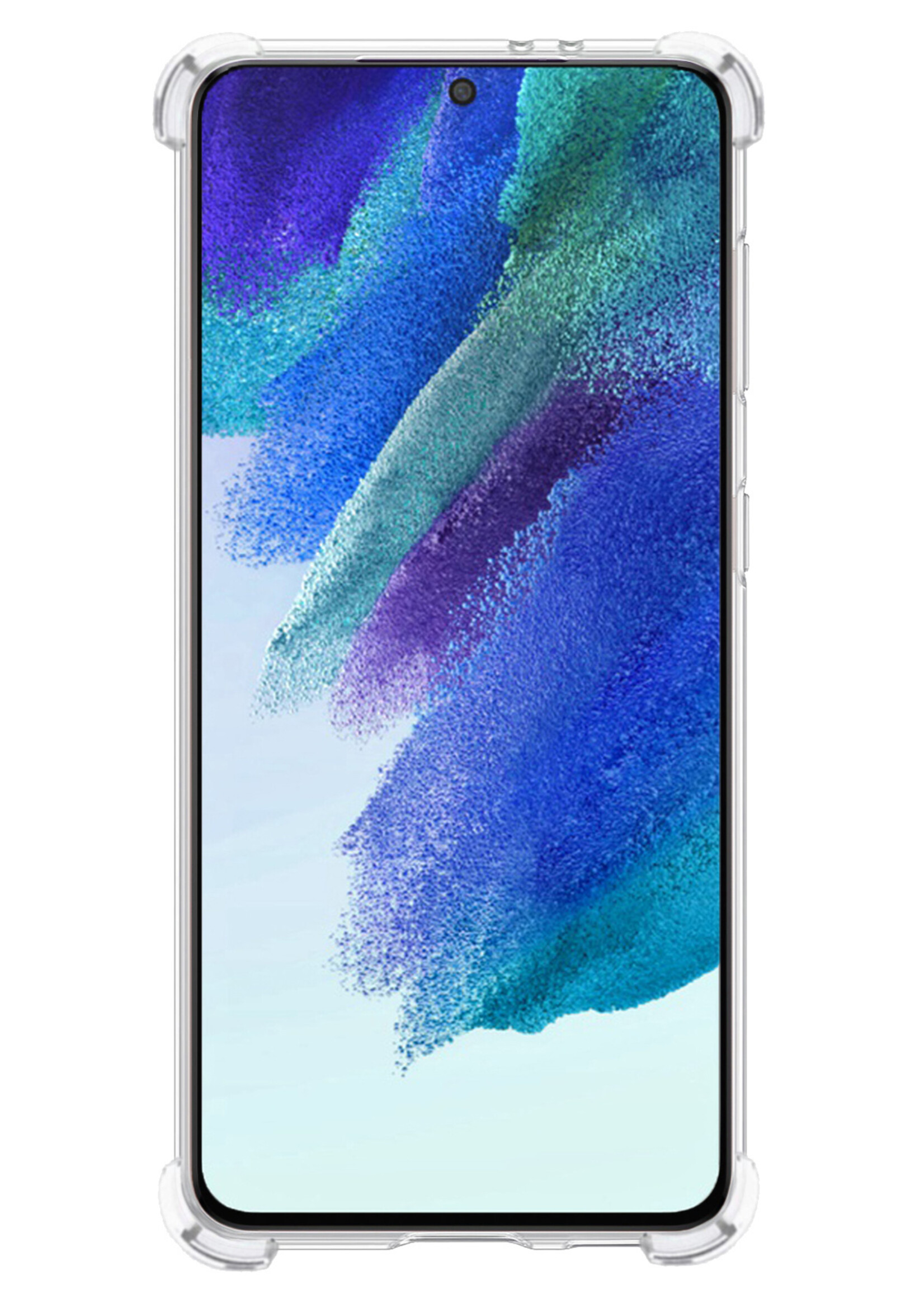 BTH Hoesje Geschikt voor Samsung S21 FE Hoesje Siliconen Shock Proof Case Hoes - Hoes Geschikt voor Samsung Galaxy S21 FE Hoes Cover Case Shockproof - Transparant - 2 PACK