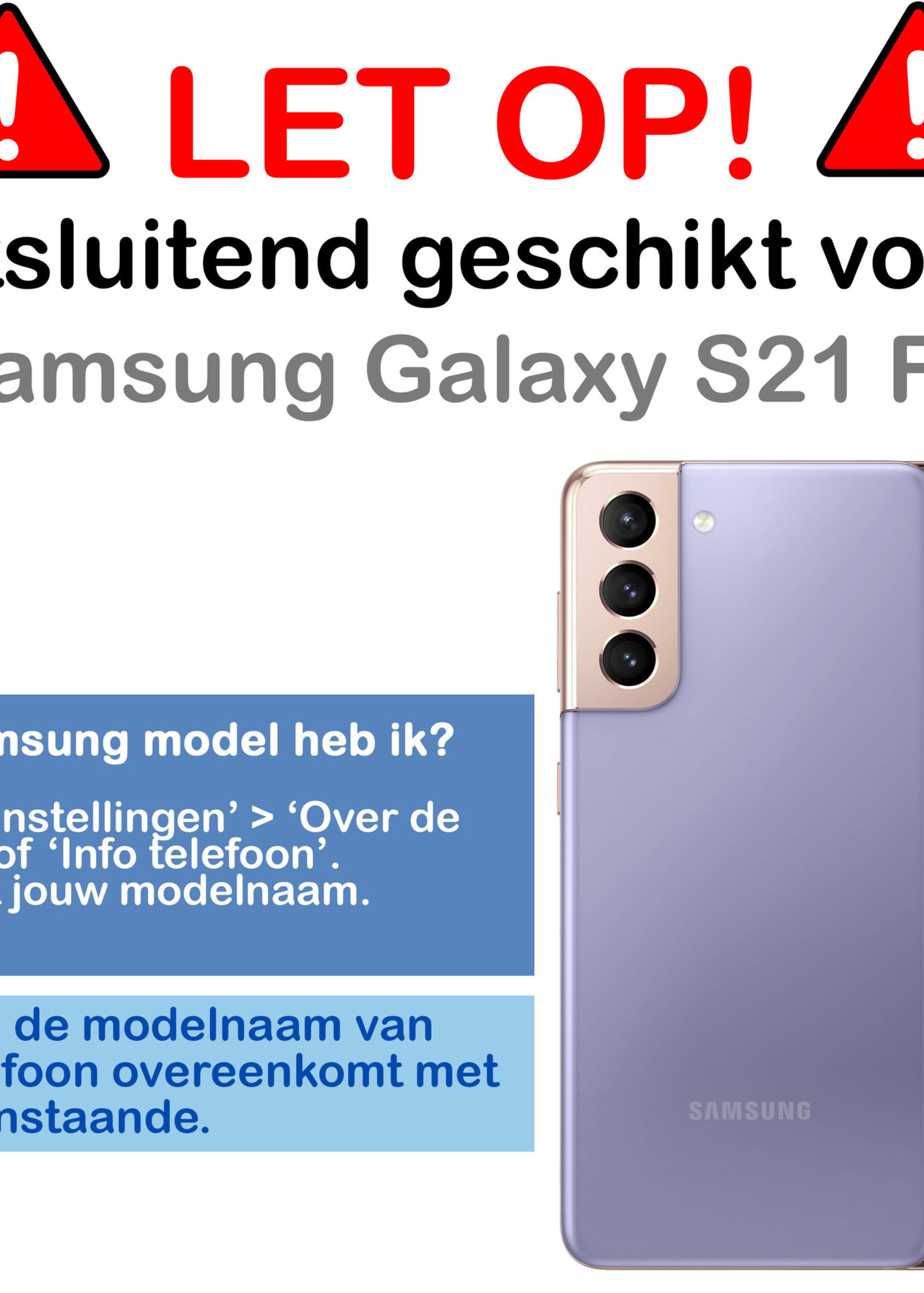 BTH Hoesje Geschikt voor Samsung S21 FE Hoesje Book Case Hoes Portemonnee Cover Walletcase Met Screenprotector - Hoes Geschikt voor Samsung Galaxy S21 FE Hoes Bookcase Hoesje - Donkerroze