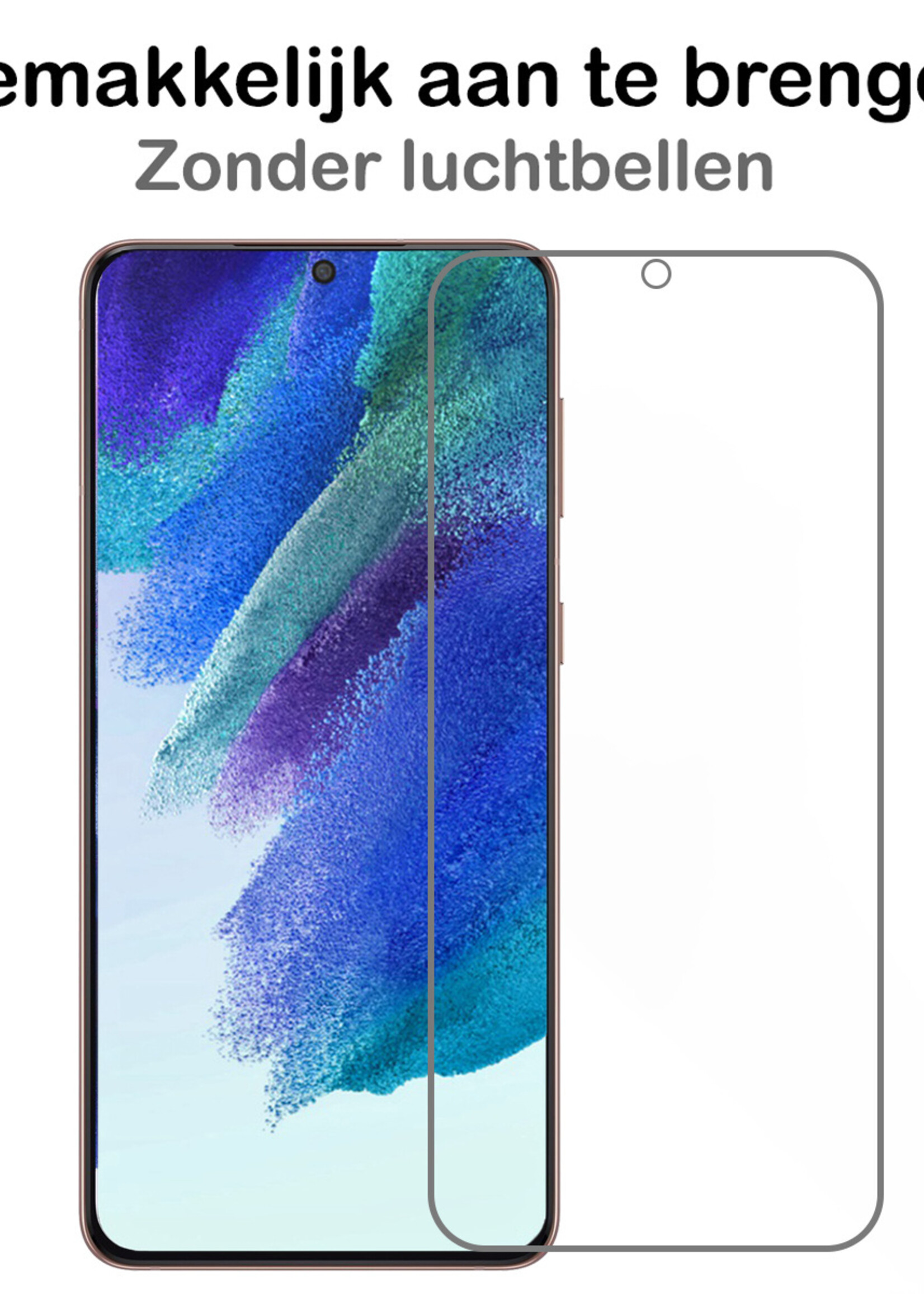 BTH Hoesje Geschikt voor Samsung S21 FE Hoesje Book Case Hoes Portemonnee Cover Walletcase Met Screenprotector - Hoes Geschikt voor Samsung Galaxy S21 FE Hoes Bookcase Hoesje - Donkerroze