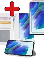 BTH BTH Samsung Galaxy S21FE Hoesje Bookcase Wit Met Screenprotector